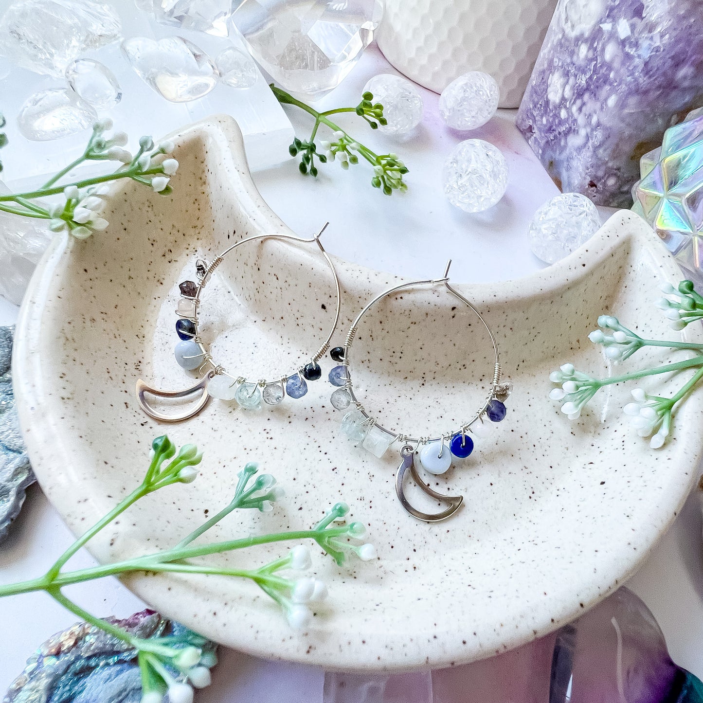 PRE-ORDERS - Silver colour - “Once in a blue moon” earrings