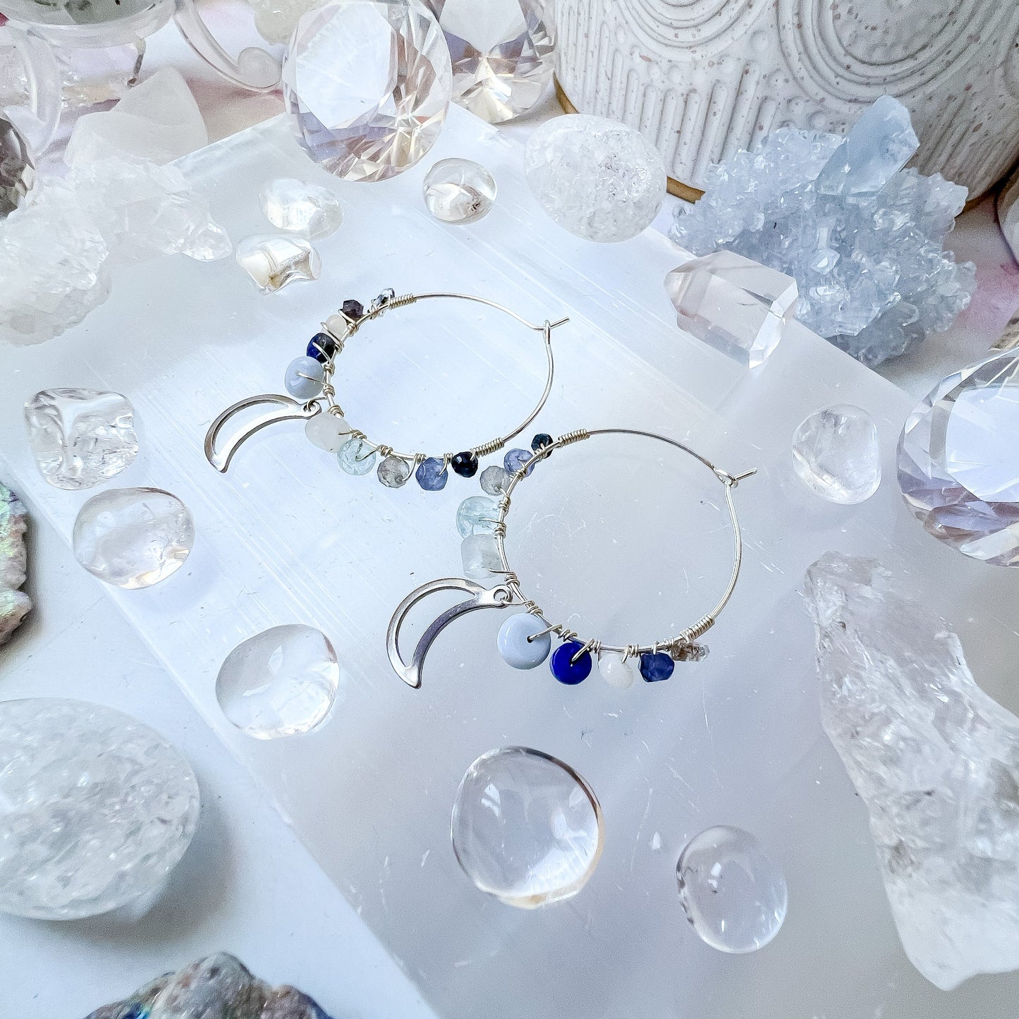 PRE-ORDERS - Silver colour - “Once in a blue moon” earrings