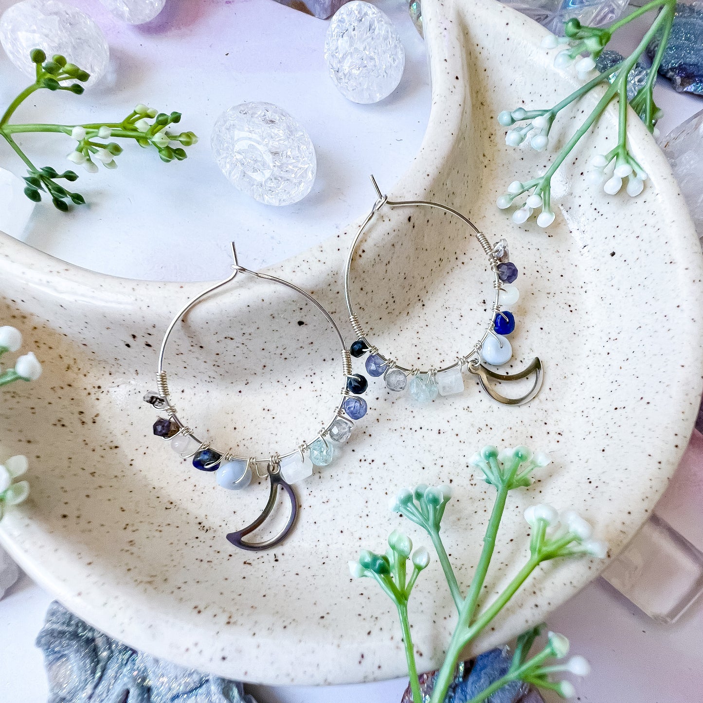 PRE-ORDERS - Silver colour - “Once in a blue moon” earrings