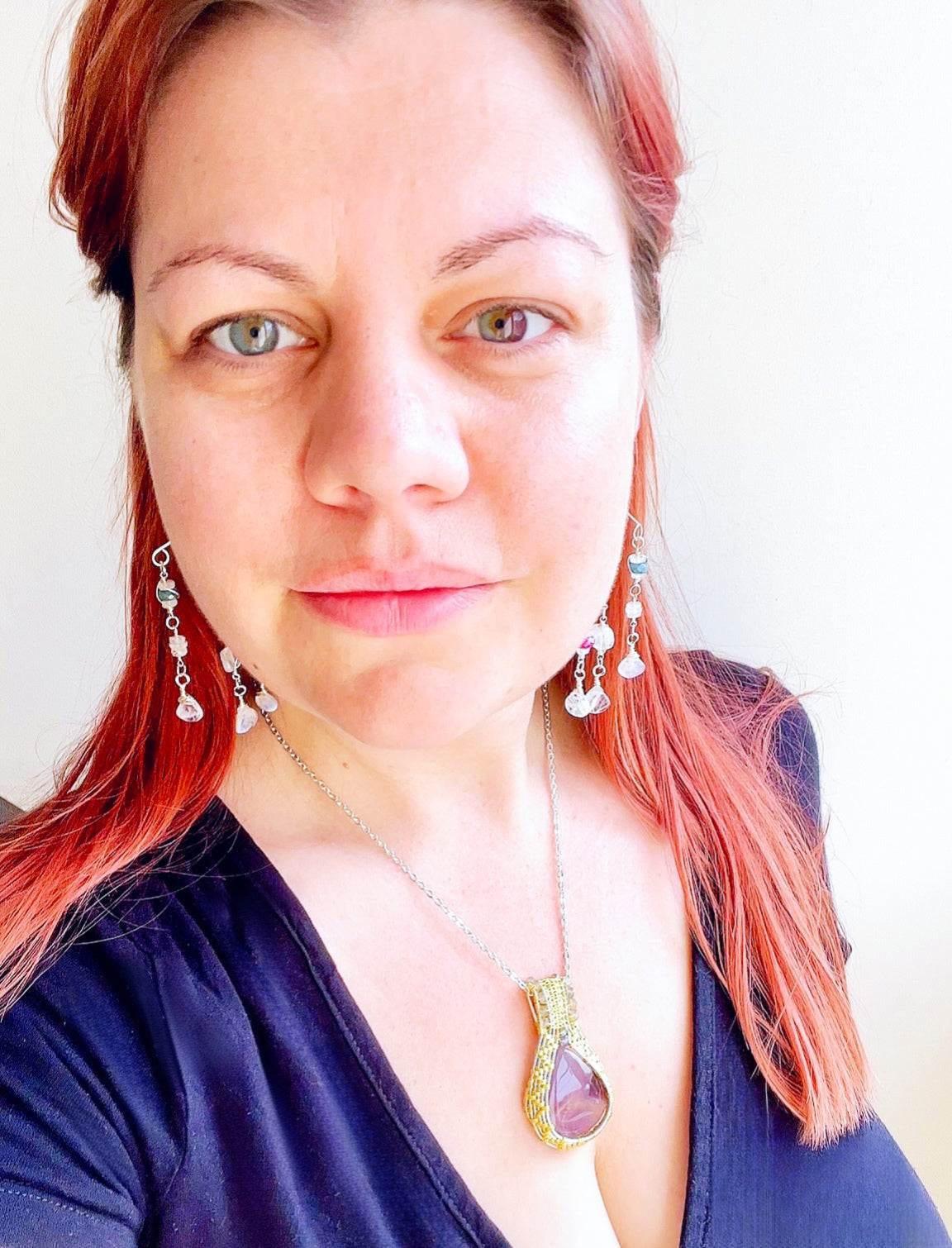 Chevron Amethyst crystal necklace for peace and serenirty