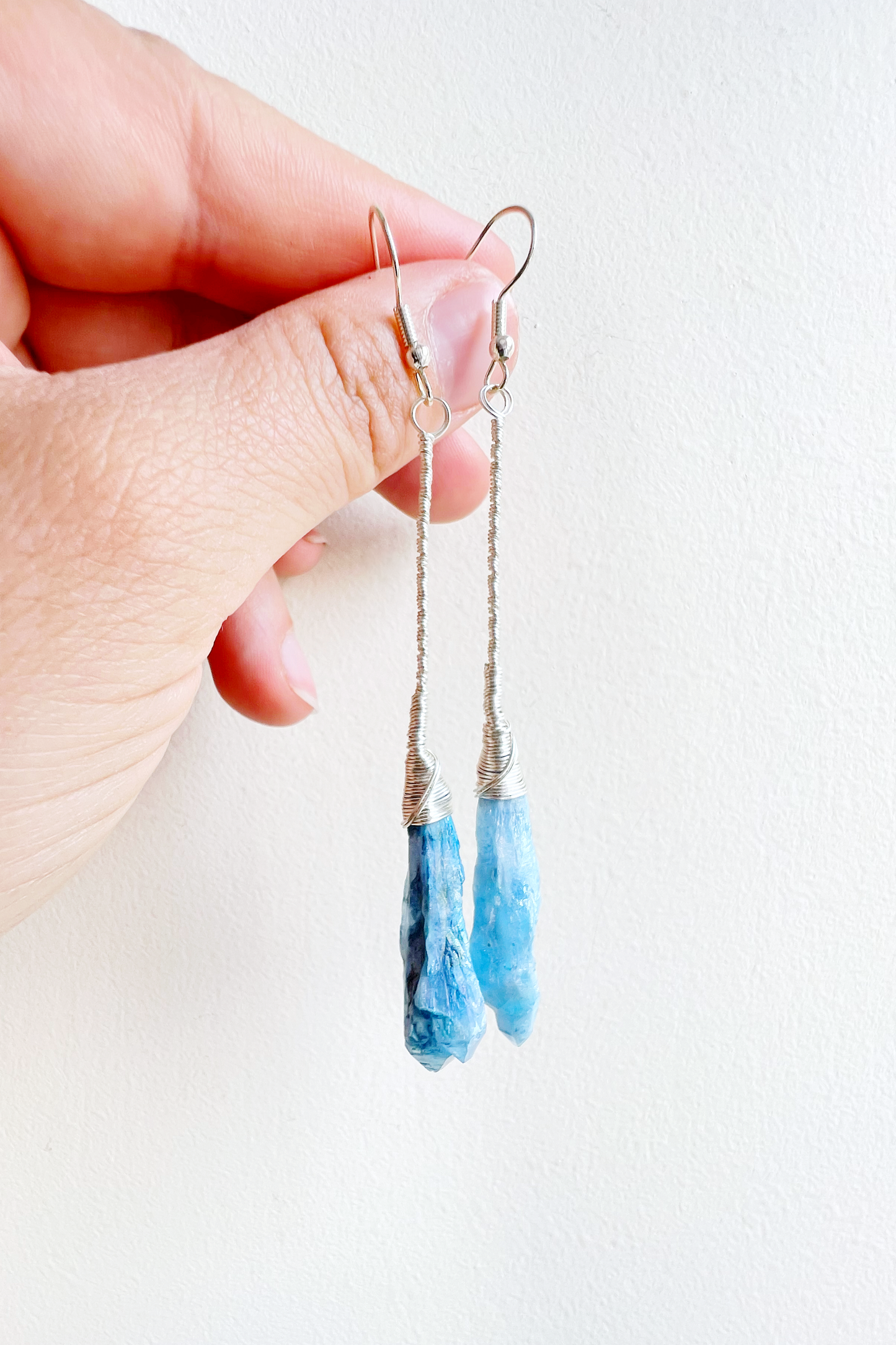 Blue Aura Quartz Silver Earrings