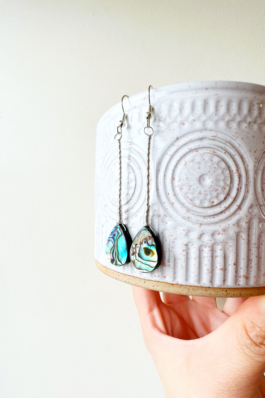 Abalone Elegant Drop Silver Earrings 2