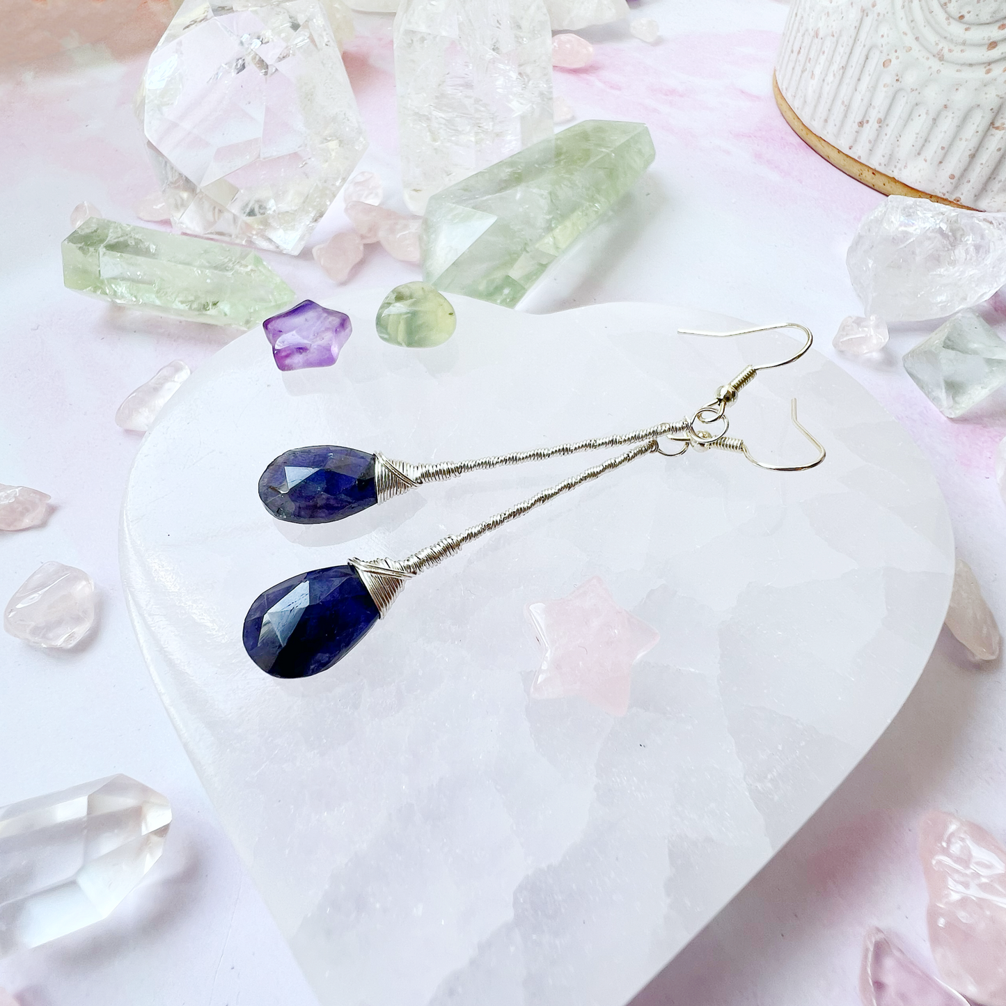 Iolite Elegant Drop Silver Earrings