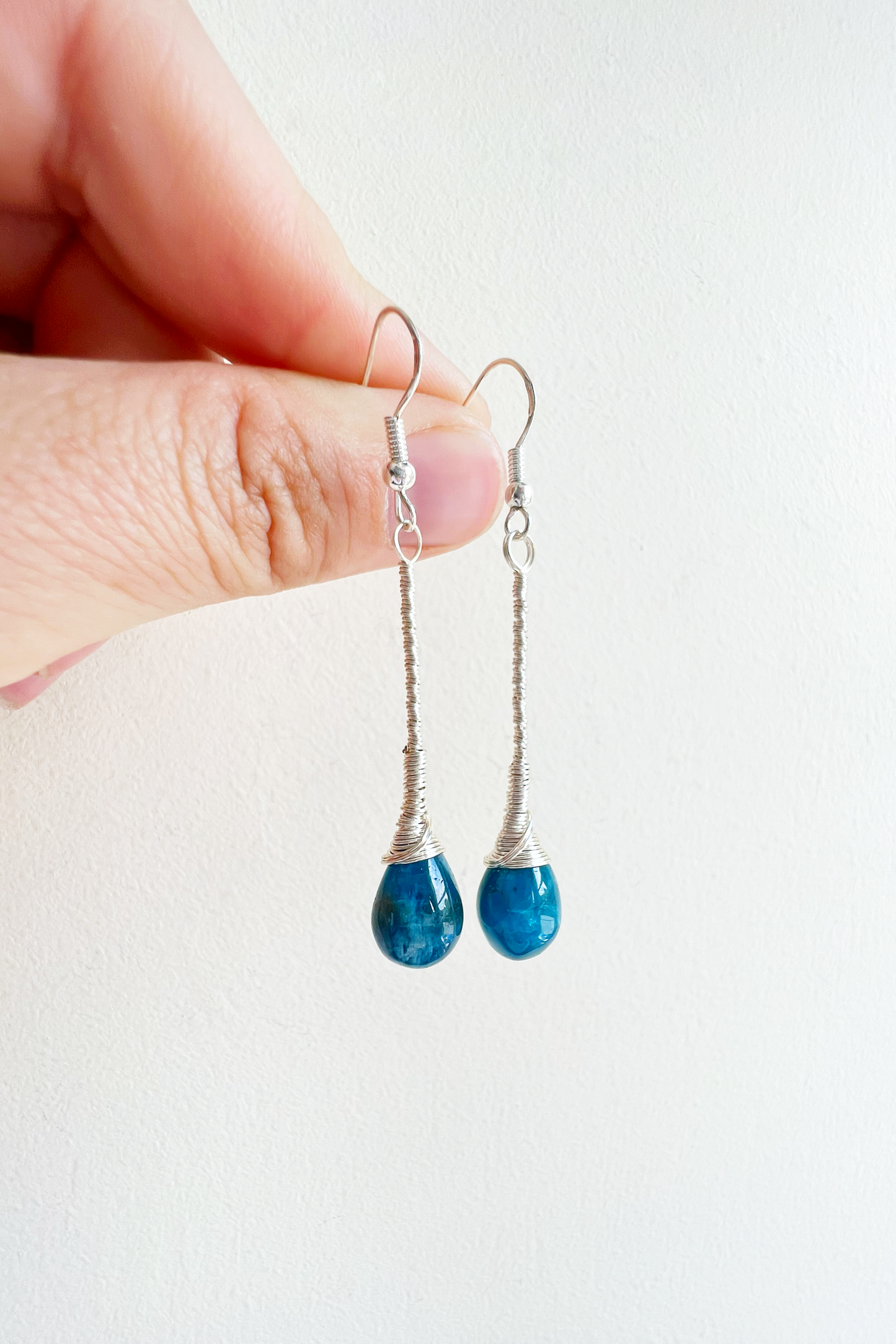 Apatite Elegant Drop Silver Earrings