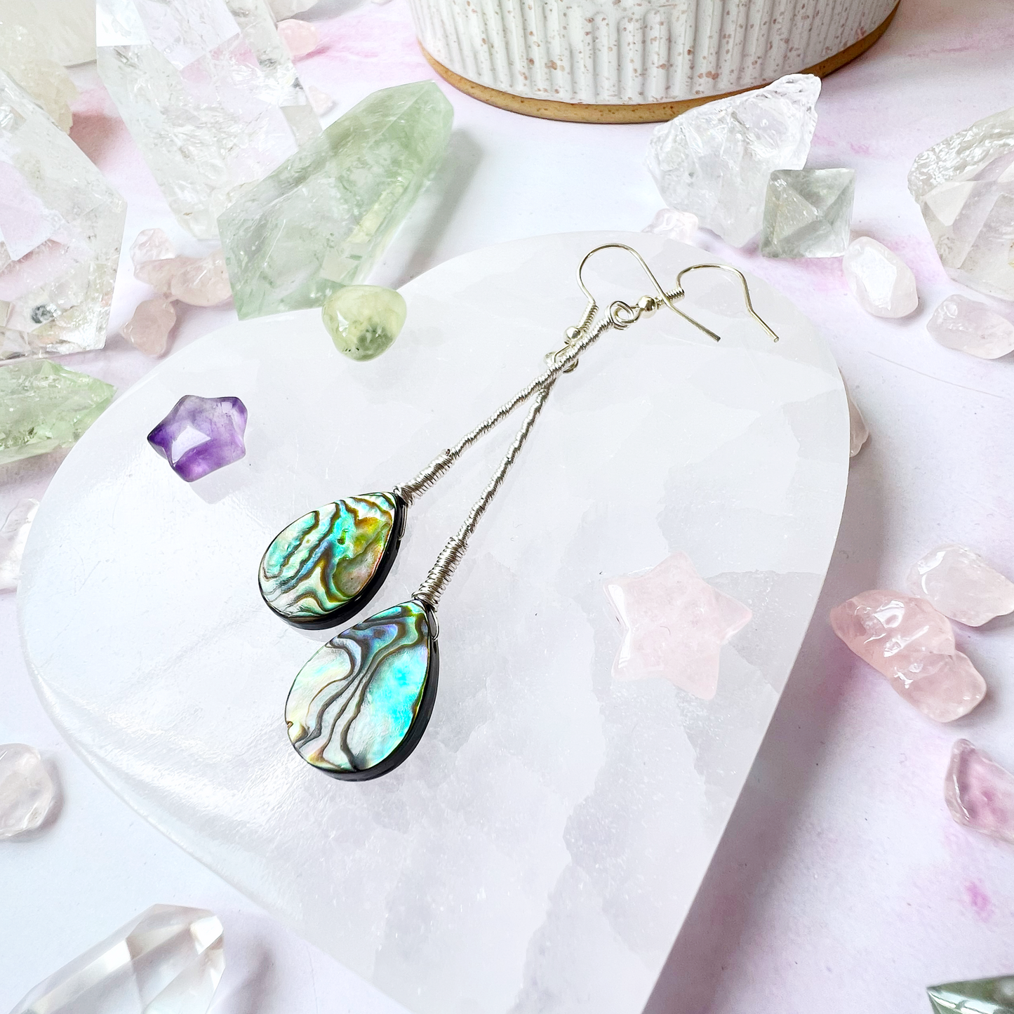 Abalone Elegant Drop Silver Earrings 2
