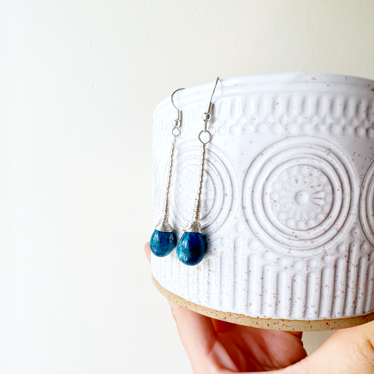 Apatite Elegant Drop Silver Earrings