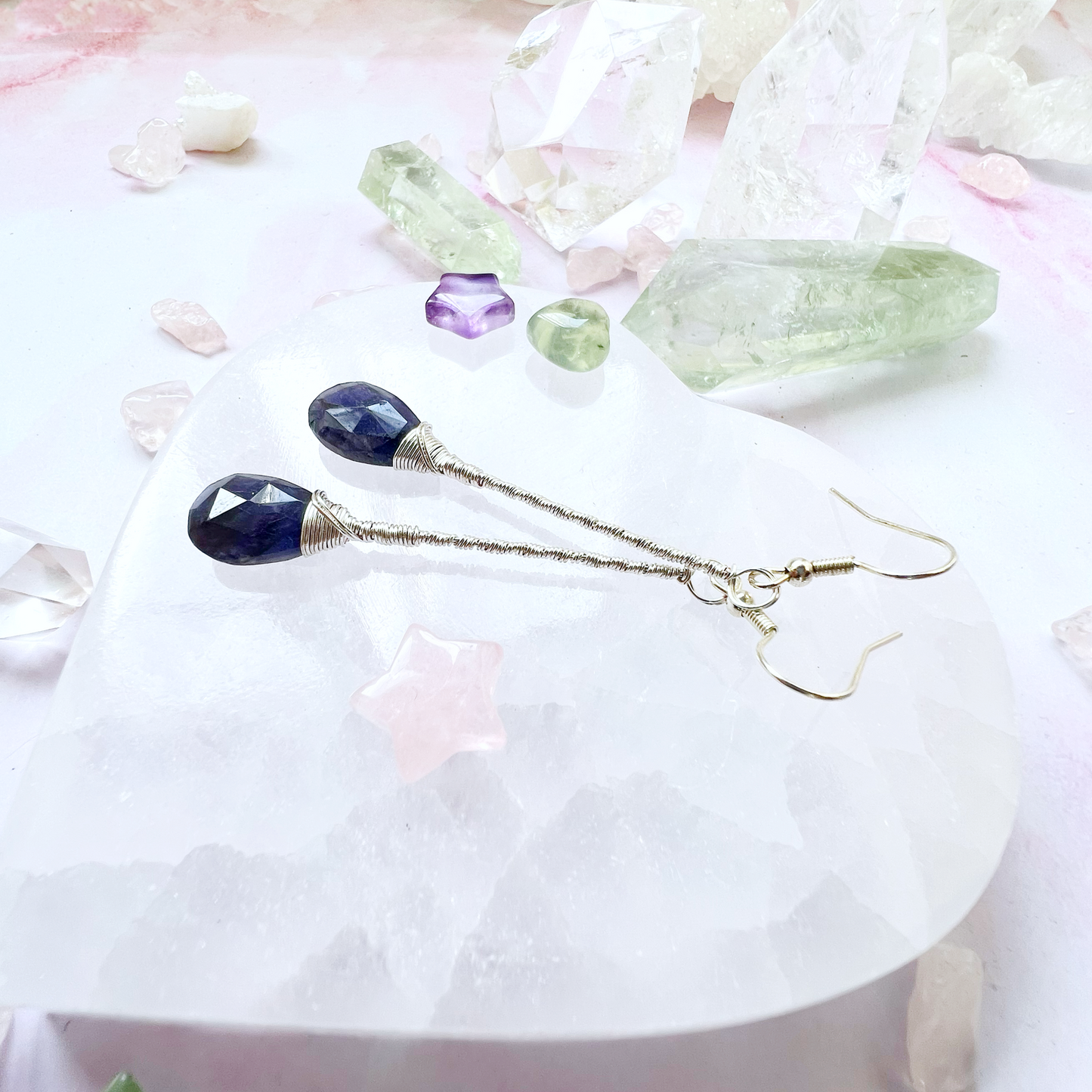 Iolite Elegant Drop Silver Earrings