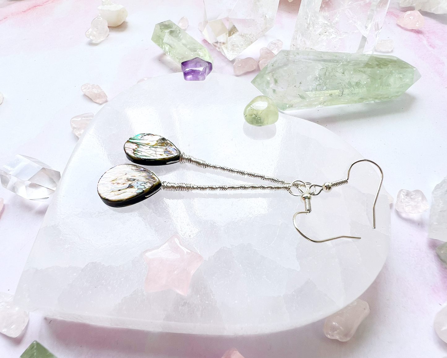 Abalone Elegant Drop Silver Earrings