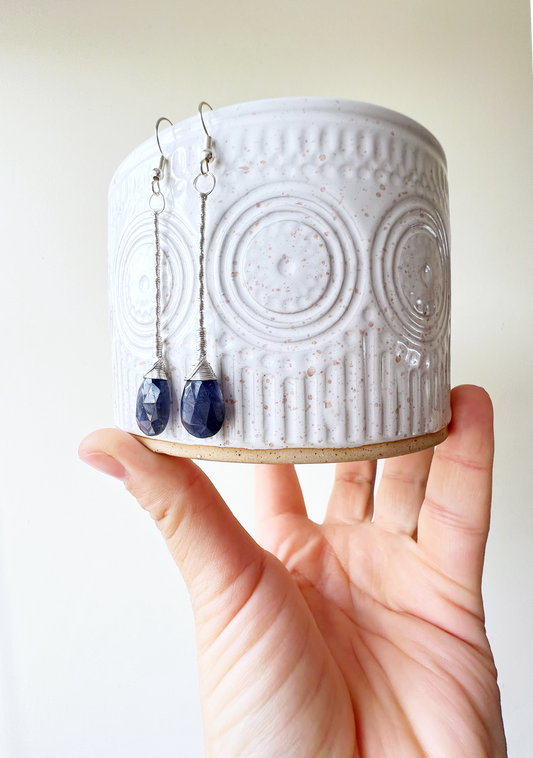 Iolite Elegant Drop Silver Earrings