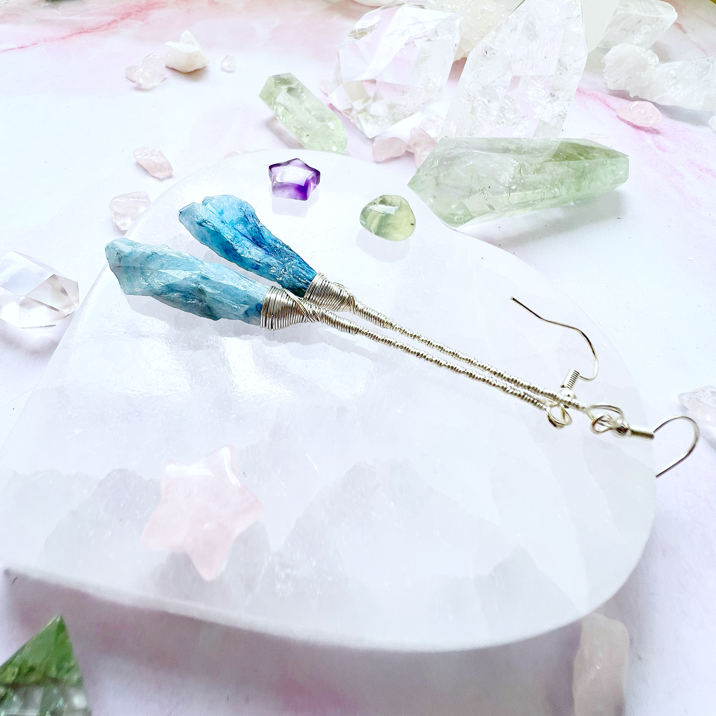 Blue Aura Quartz Silver Earrings