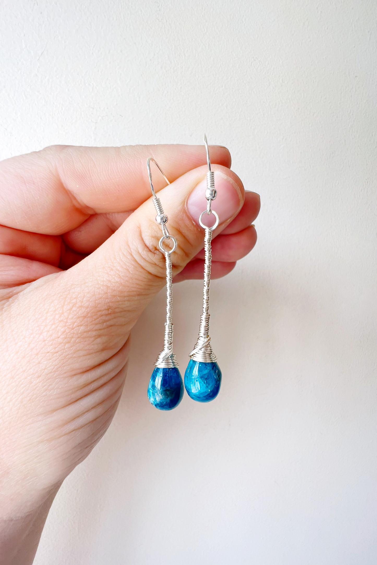 Apatite Elegant Drop Silver Earrings