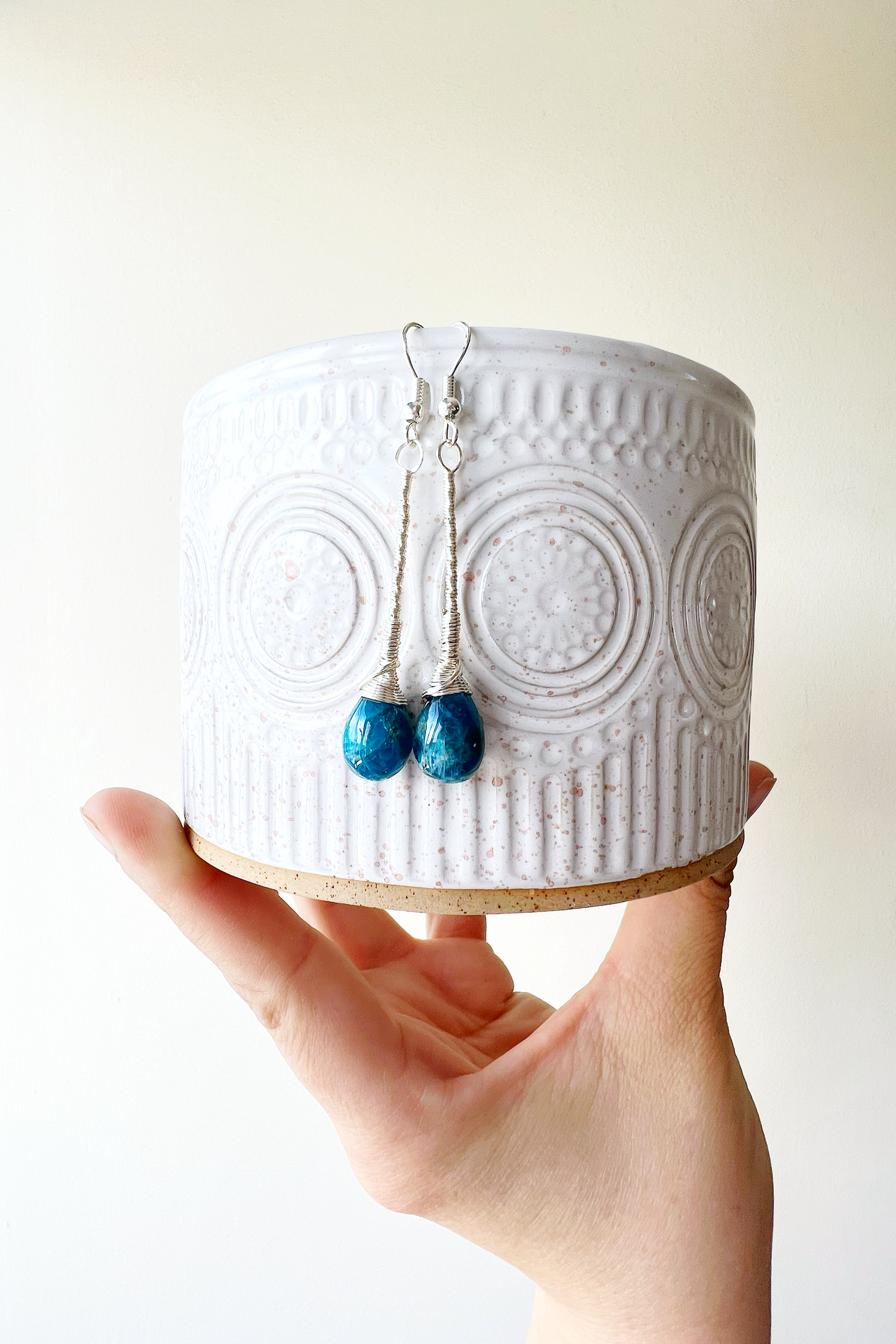 Apatite Elegant Drop Silver Earrings