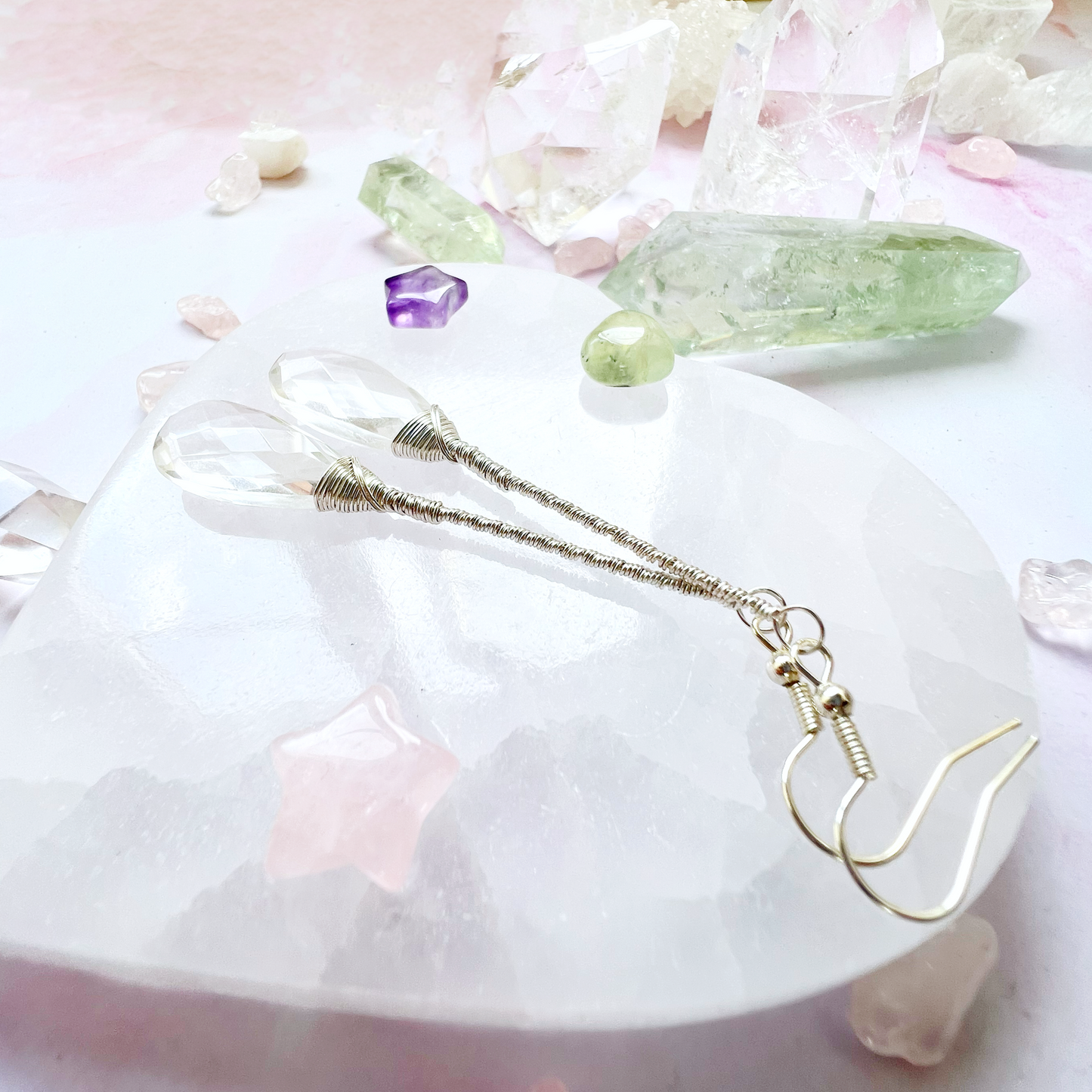 Clear Quartz Elegant Drop Silver Earrings