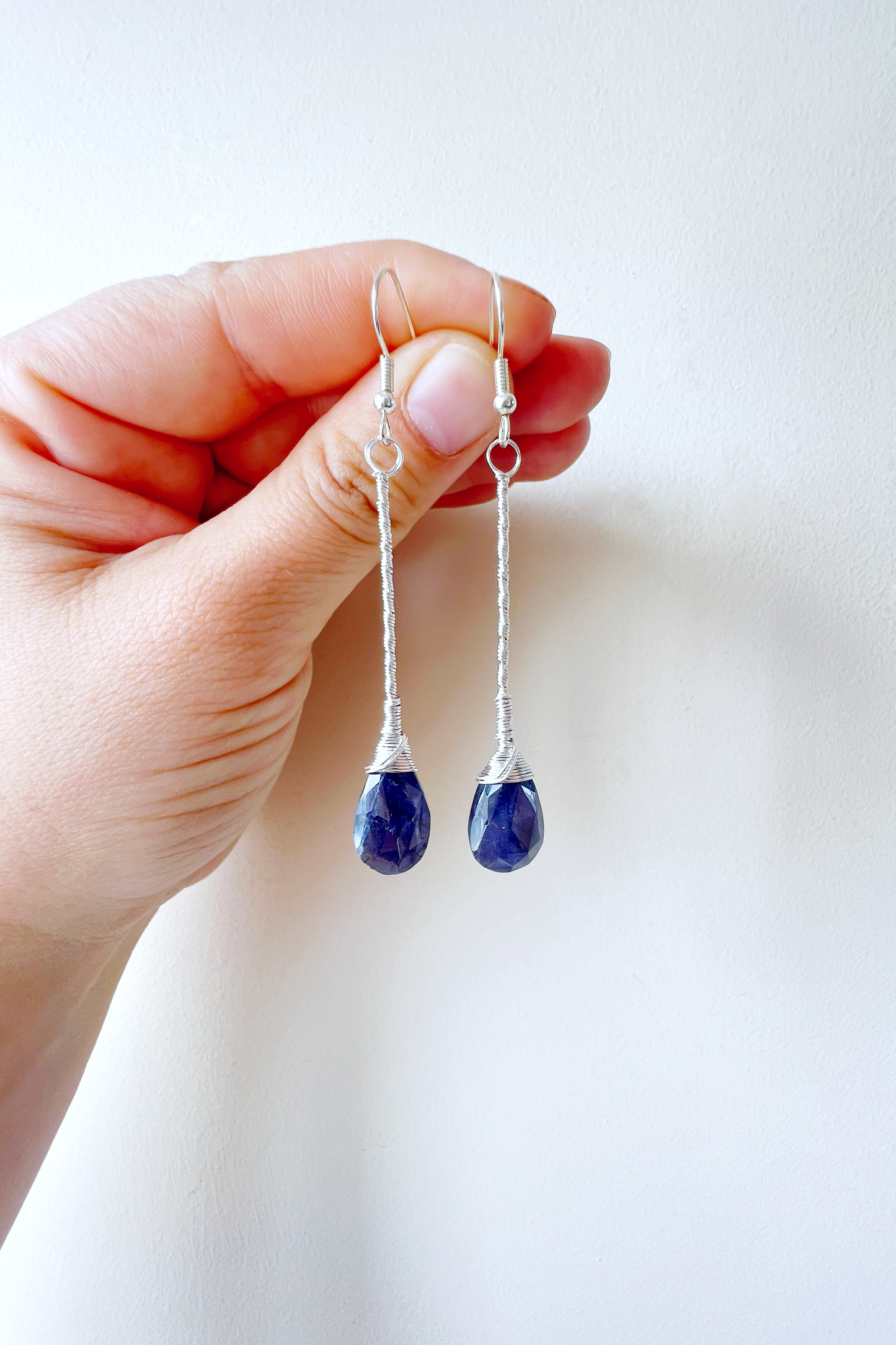 Iolite Elegant Drop Silver Earrings