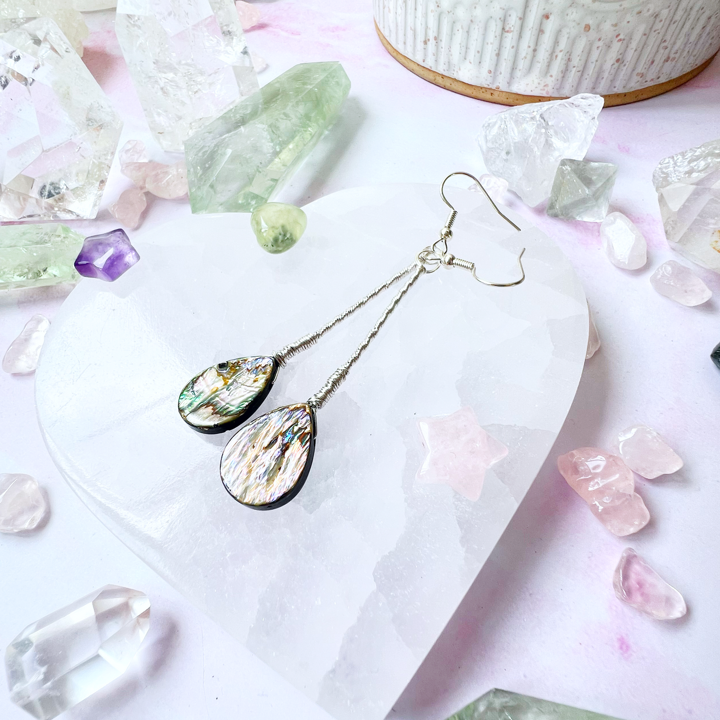 Abalone Elegant Drop Silver Earrings