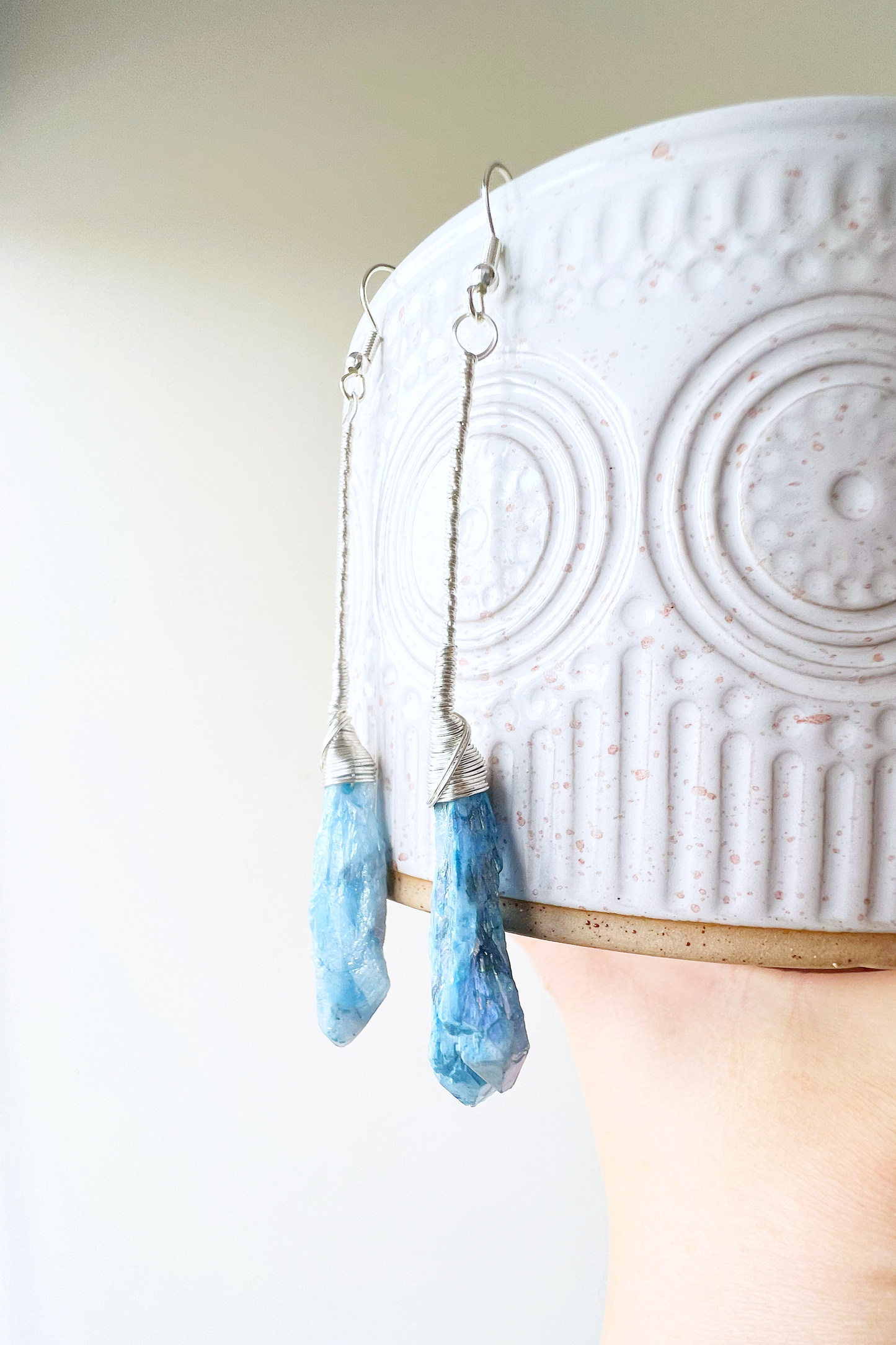 Blue Aura Quartz Silver Earrings
