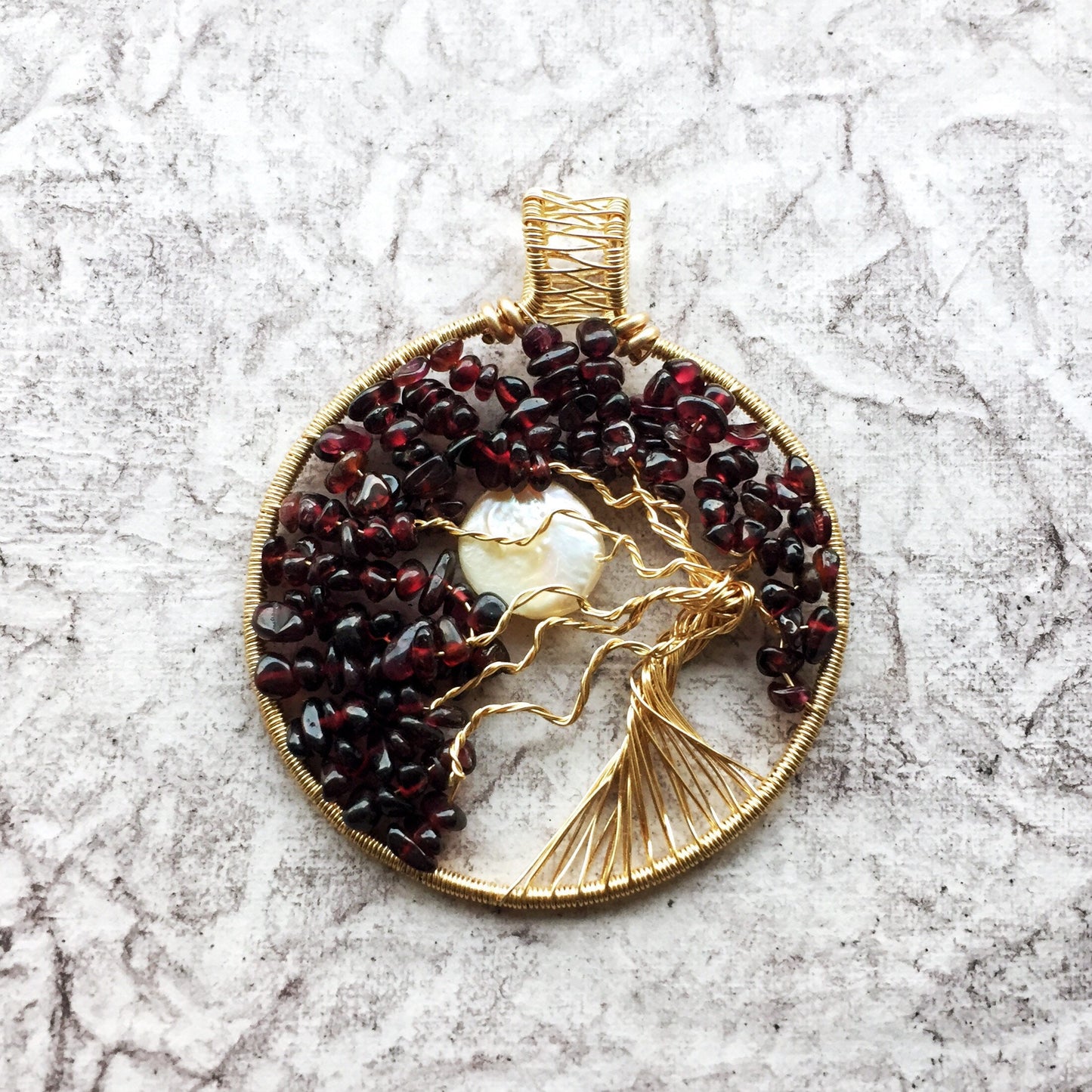 Garnet tree of life with moon