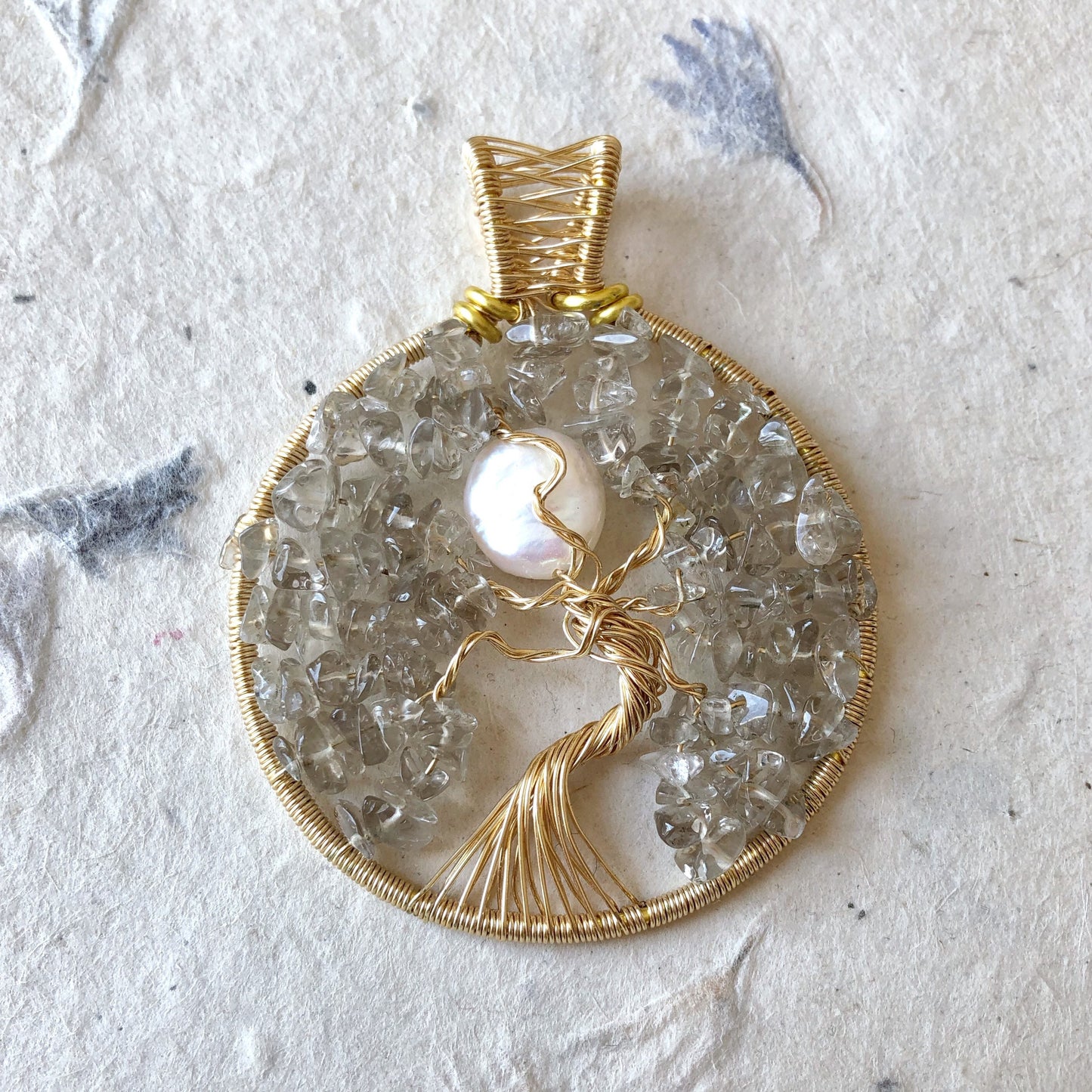 Smokey Quartz Full Moon Tree of Life Necklace