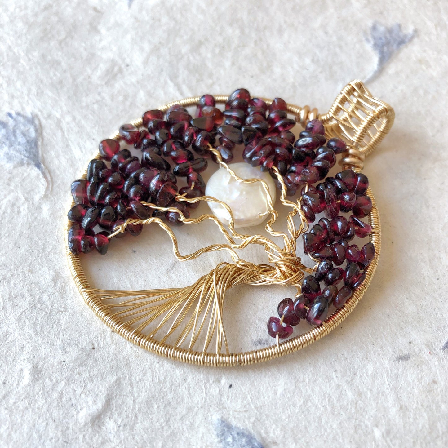 Garnet tree of life with moon