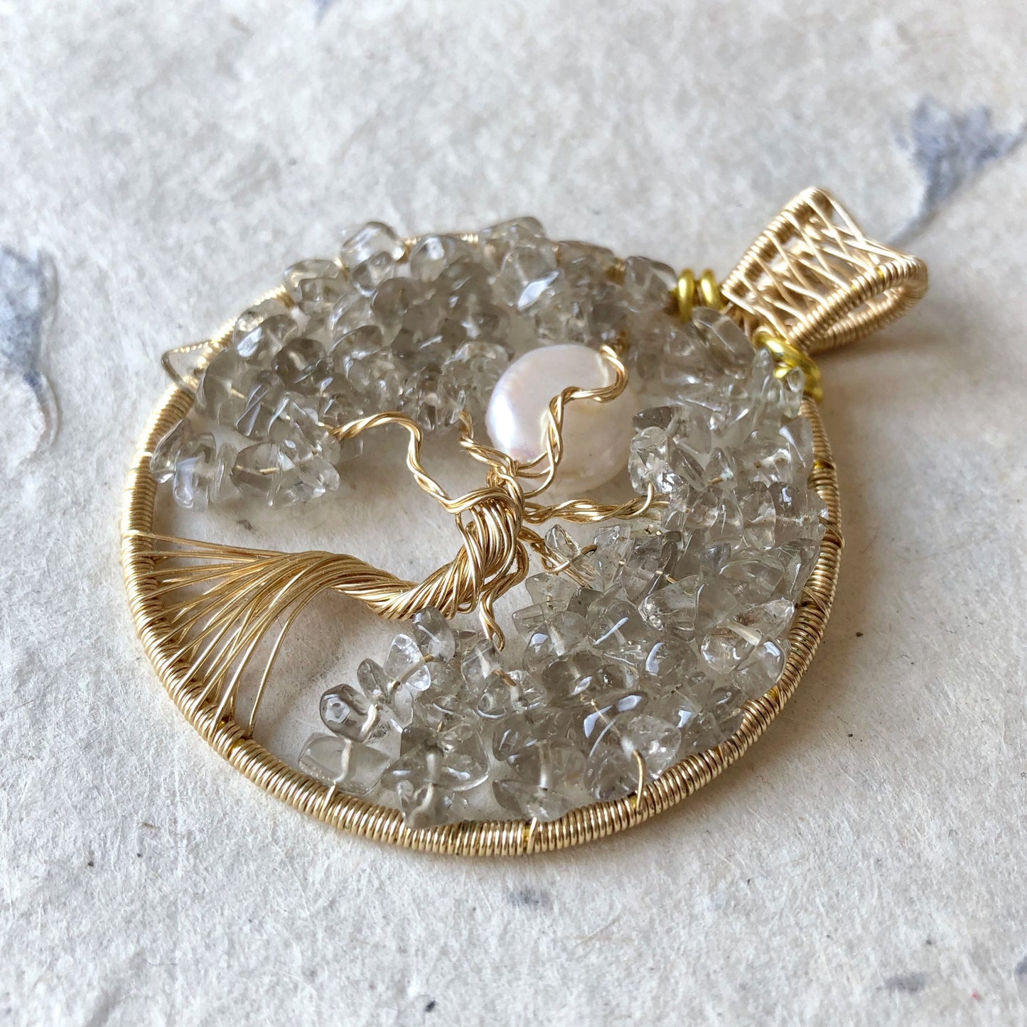 Smokey Quartz Full Moon Tree of Life Necklace