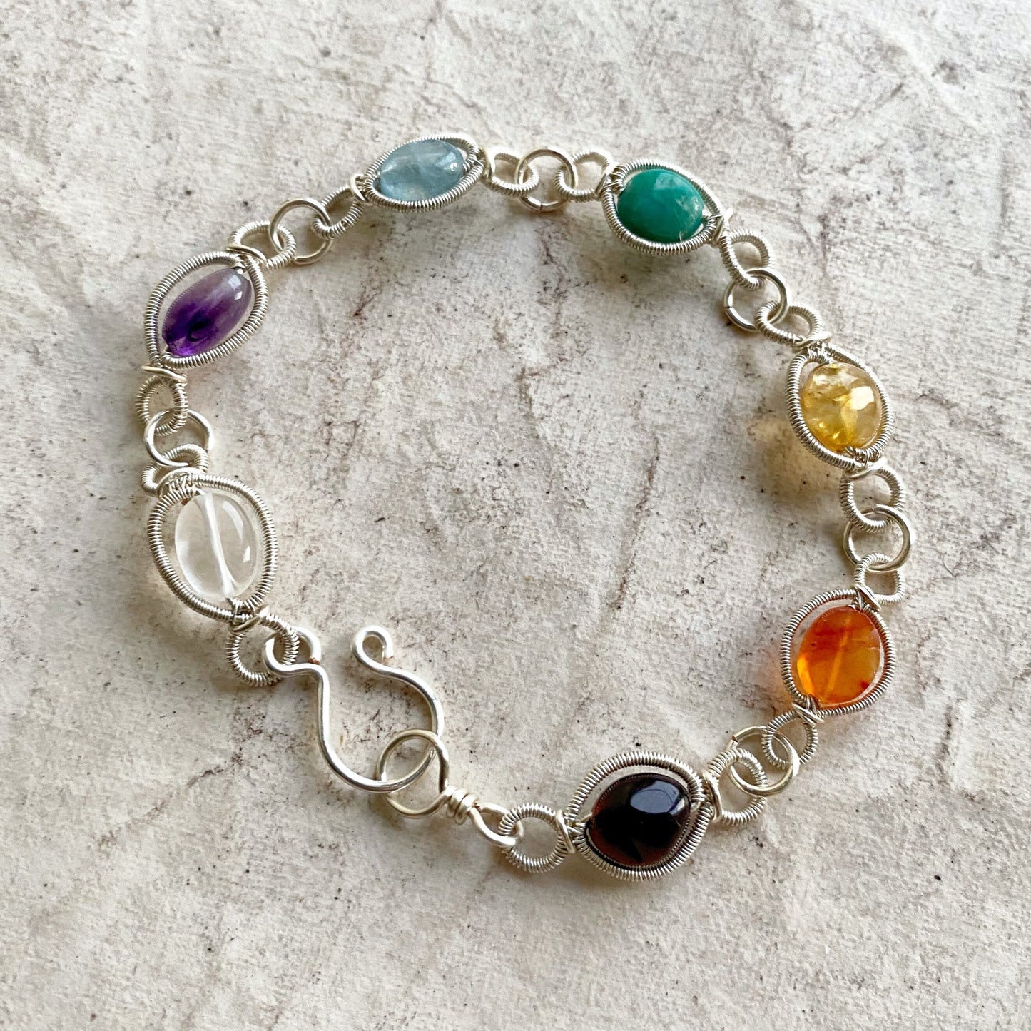 Silver Chakra Amphi Bracelet