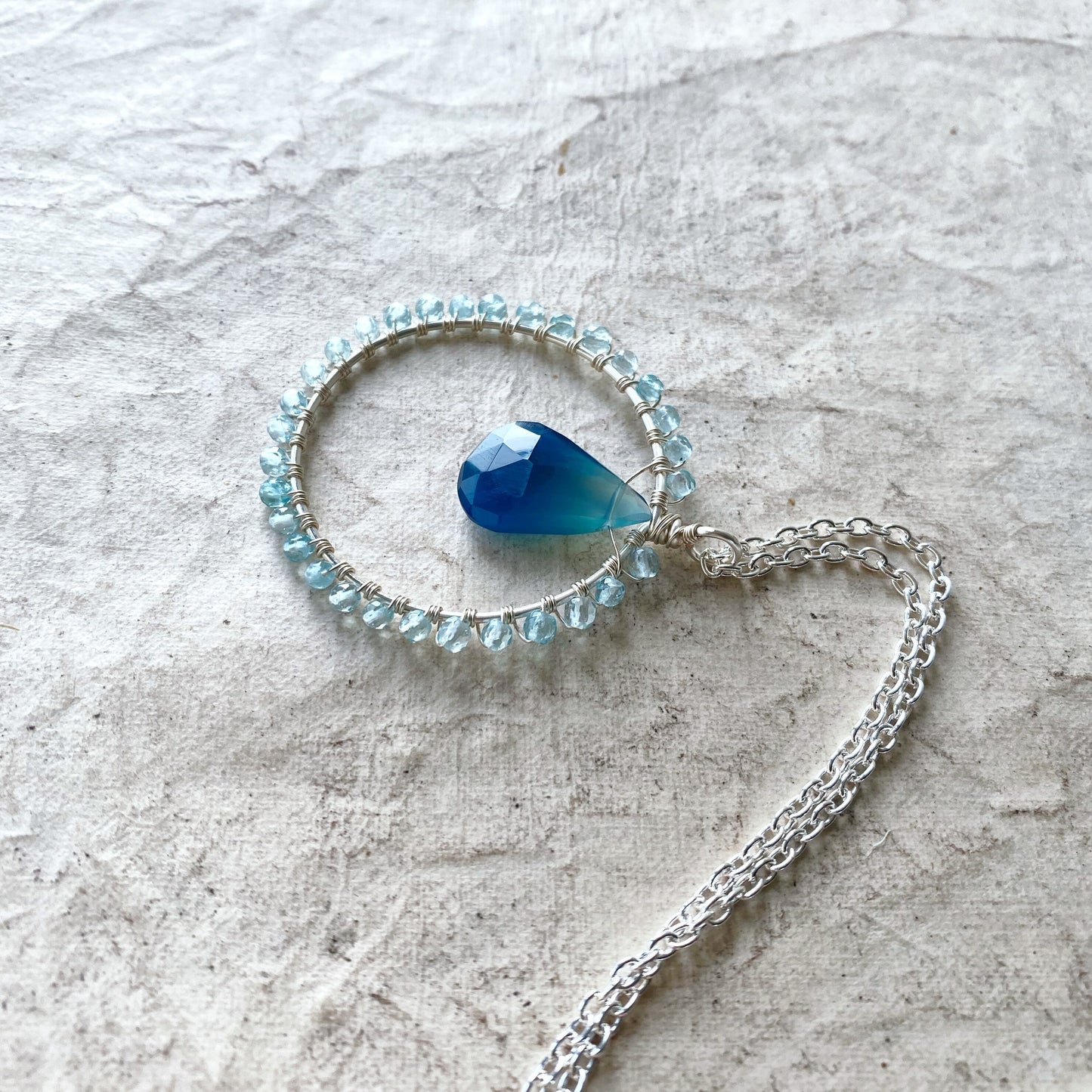 Sky Blue Apatite Crystal Circle Necklace