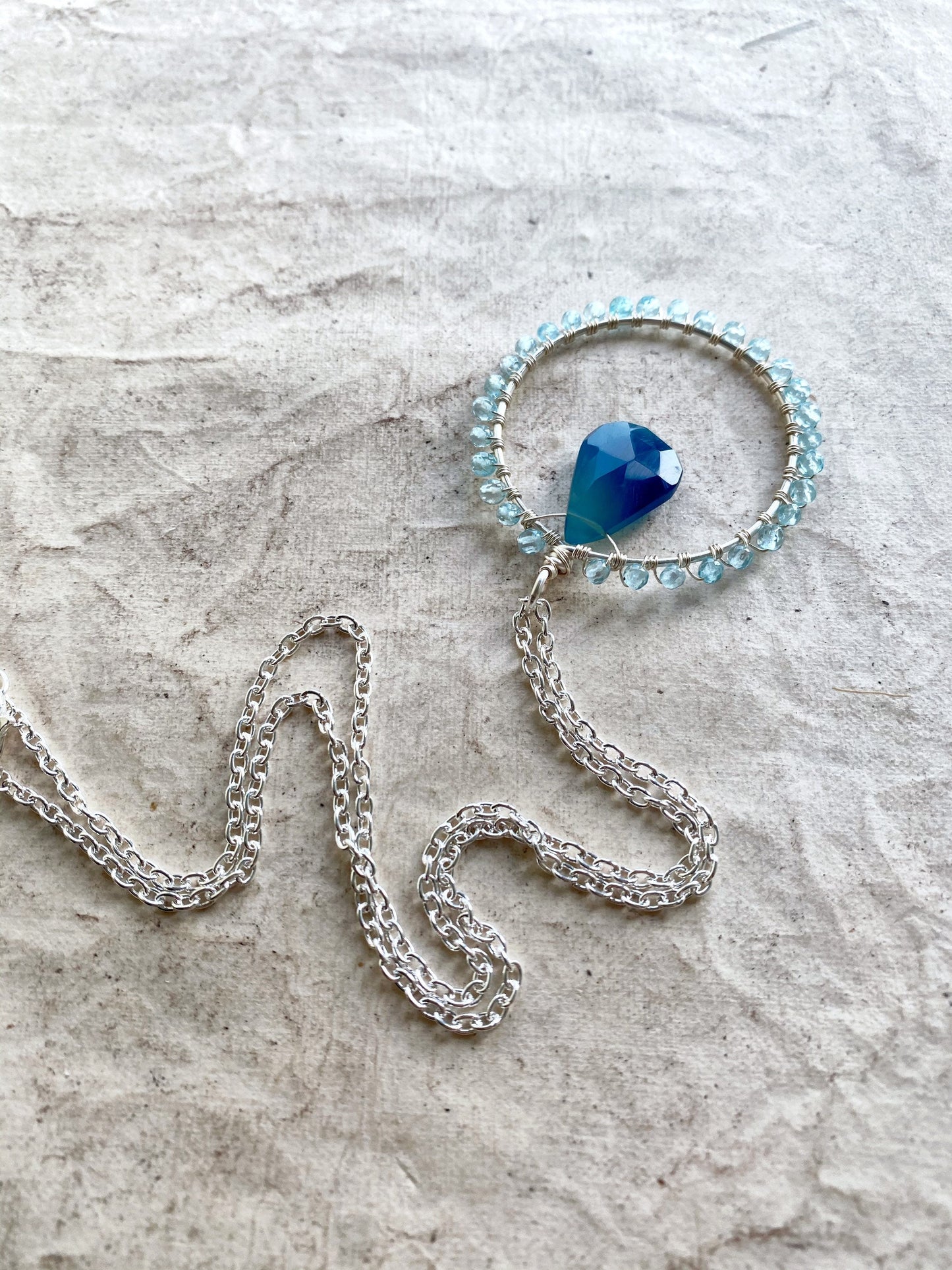Sky Blue Apatite Crystal Circle Necklace