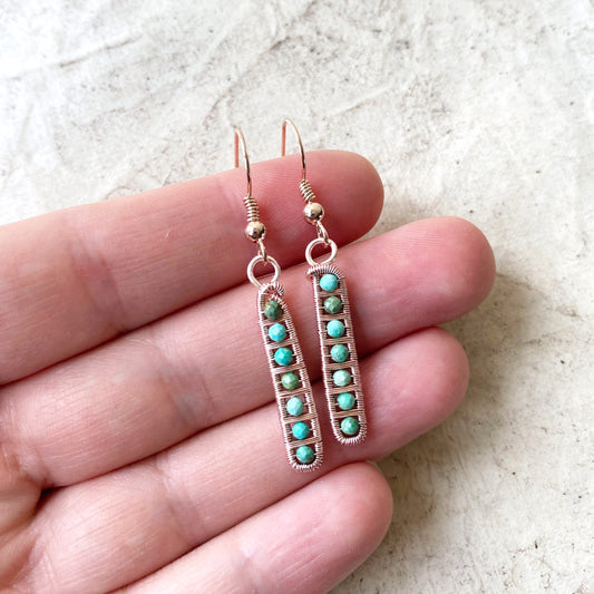 Turquoise ladder earrings in rose