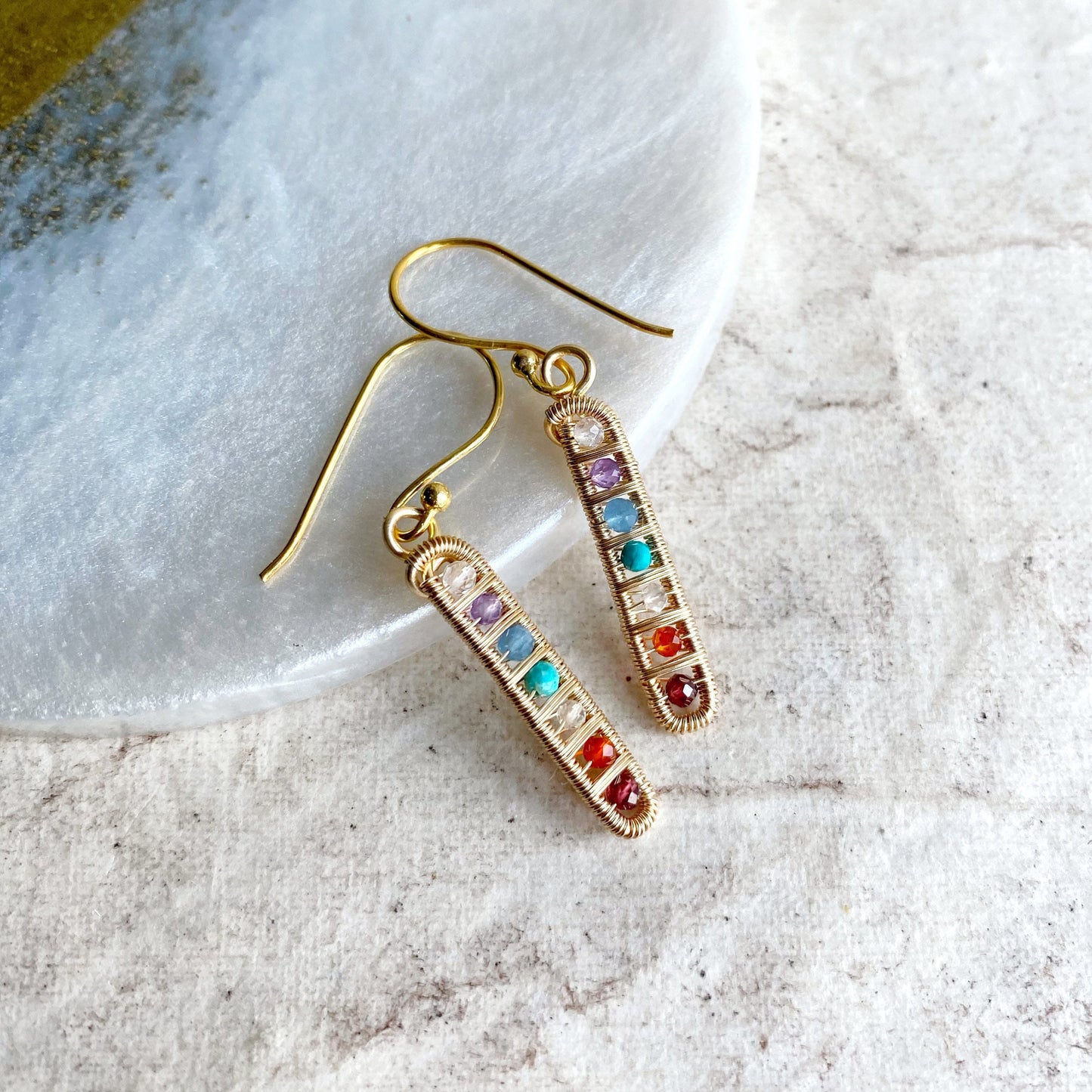 Chakra Ladder earrings in Gold
