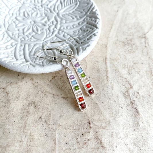 Ladder Chakra Earrings in Silver
