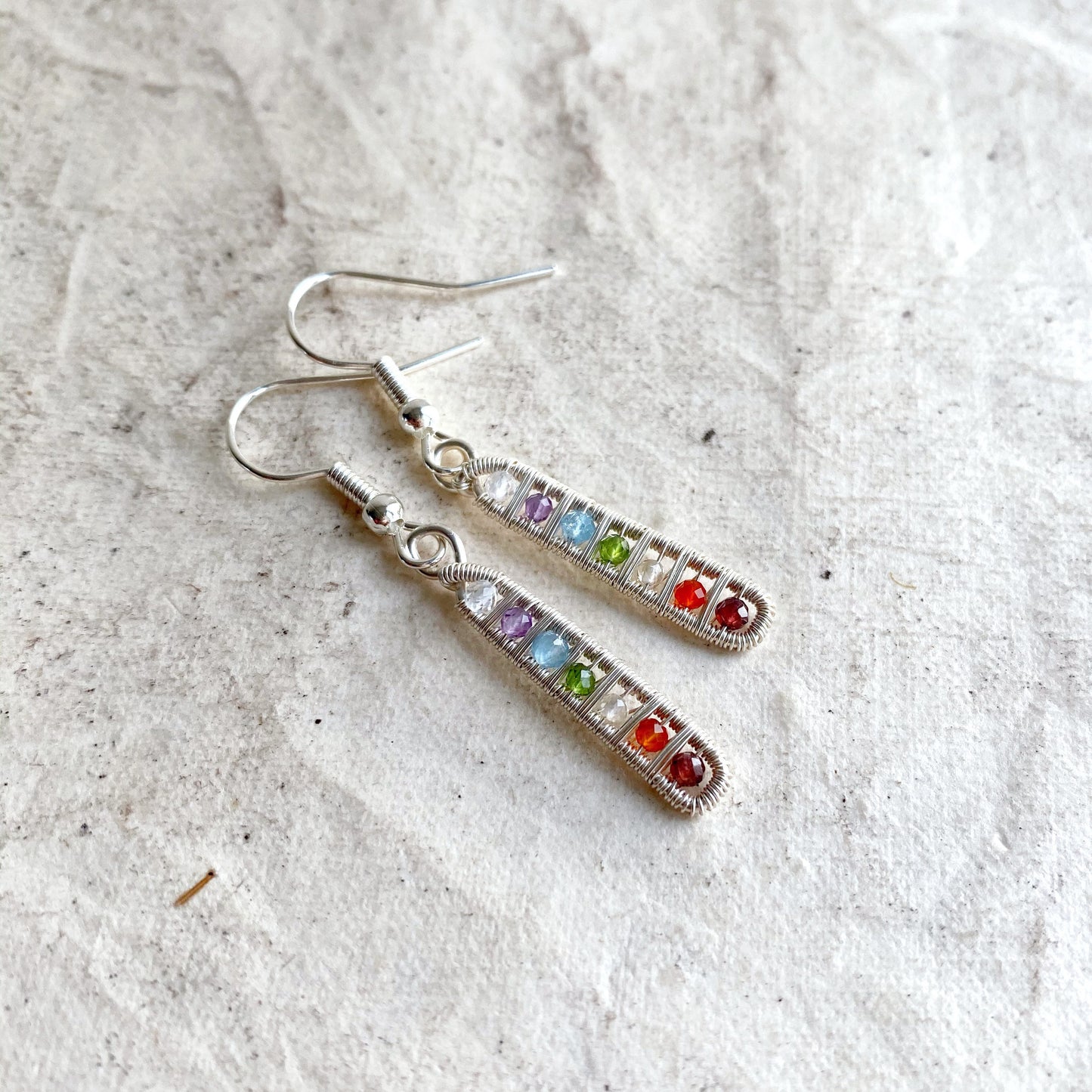Ladder Chakra Earrings in Silver