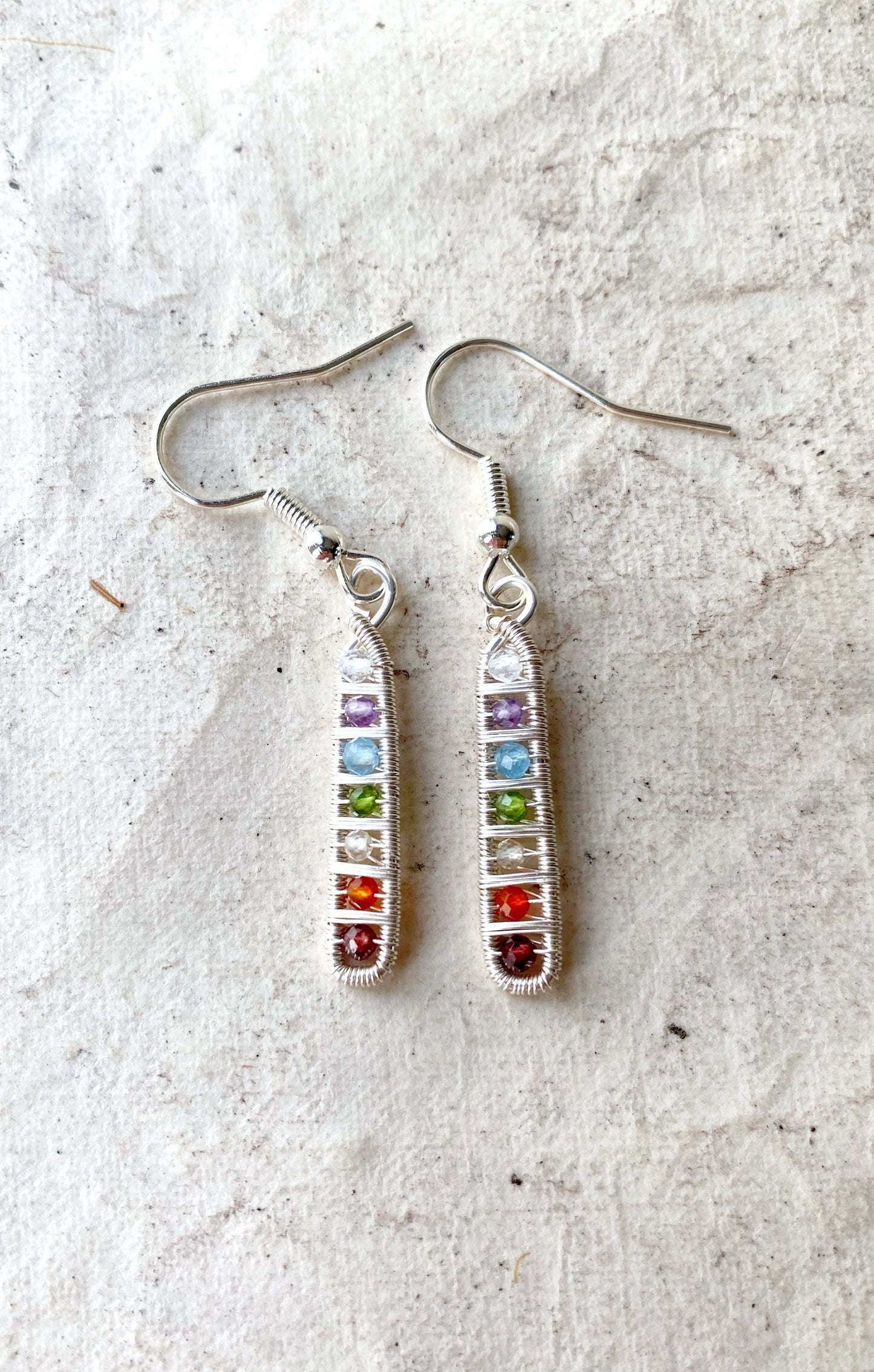 Ladder Chakra Earrings in Silver