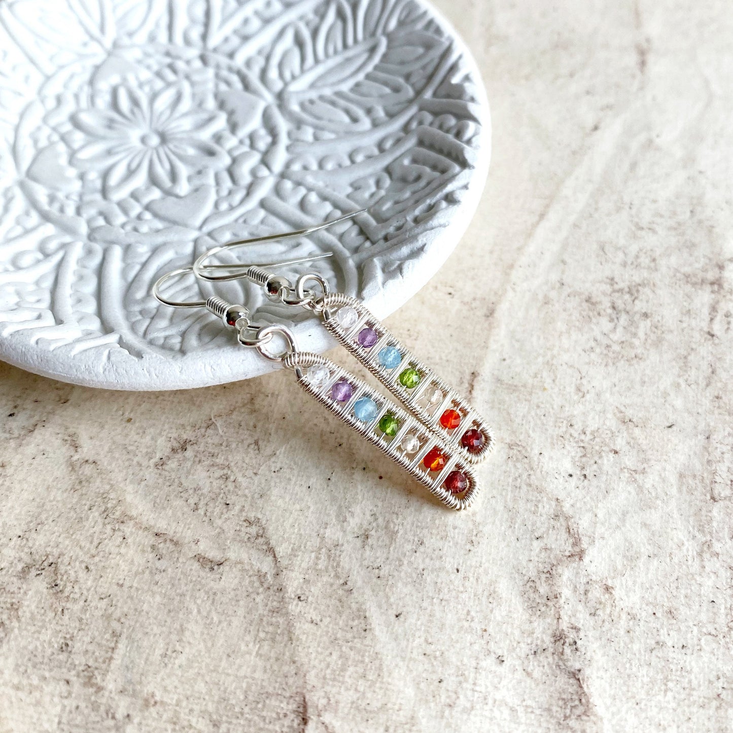 Ladder Chakra Earrings in Silver