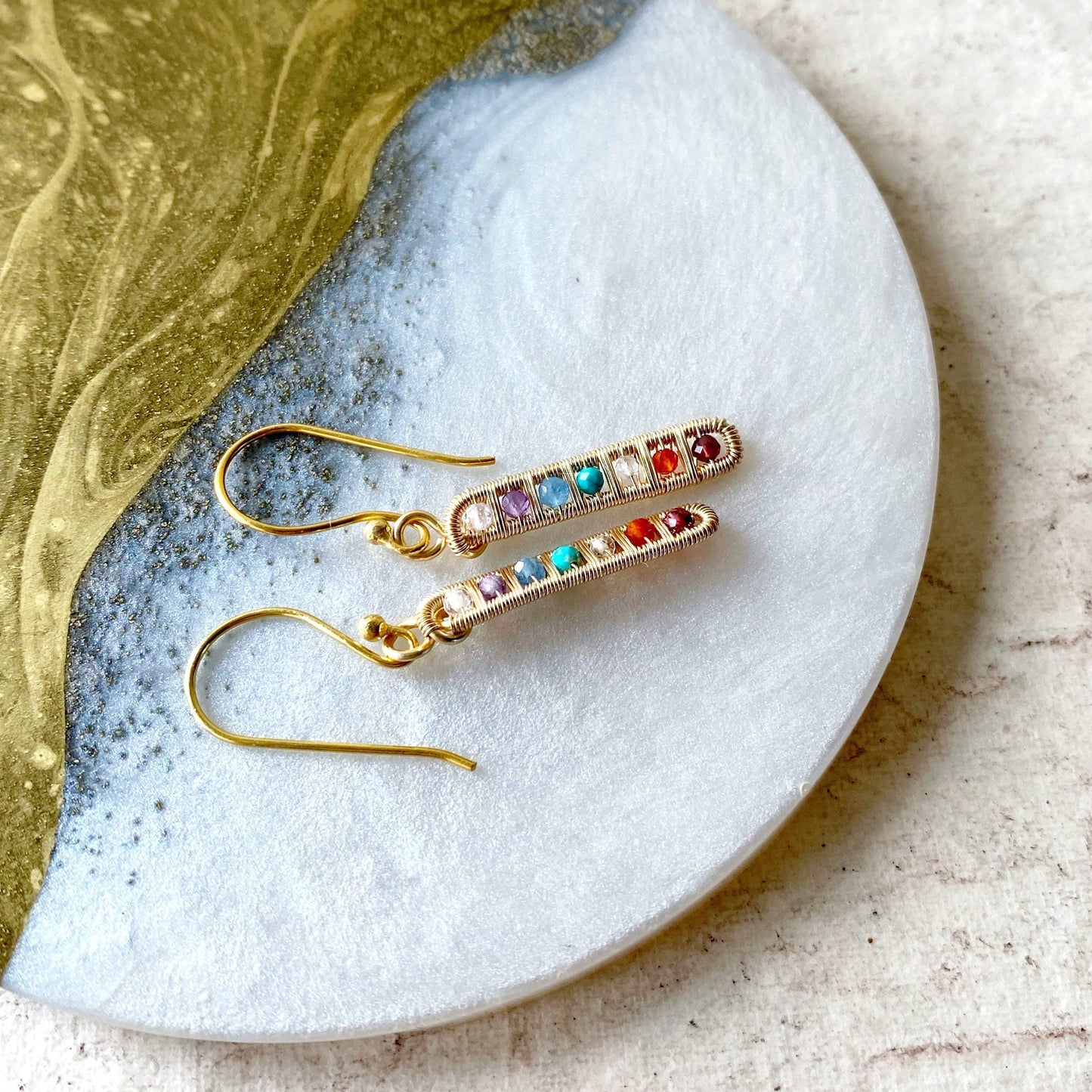 Chakra Ladder earrings in Gold