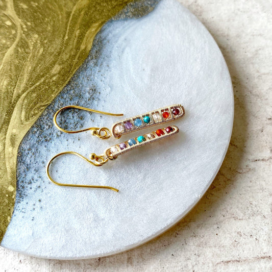 Chakra Ladder earrings in Gold