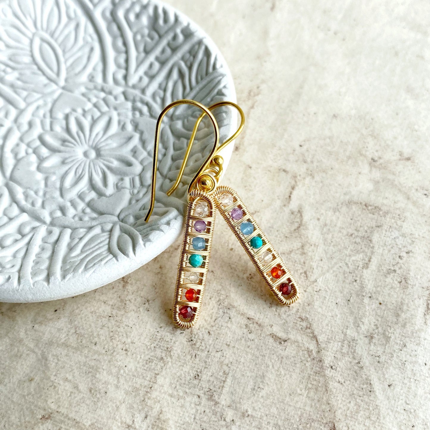 Chakra Ladder earrings in Gold