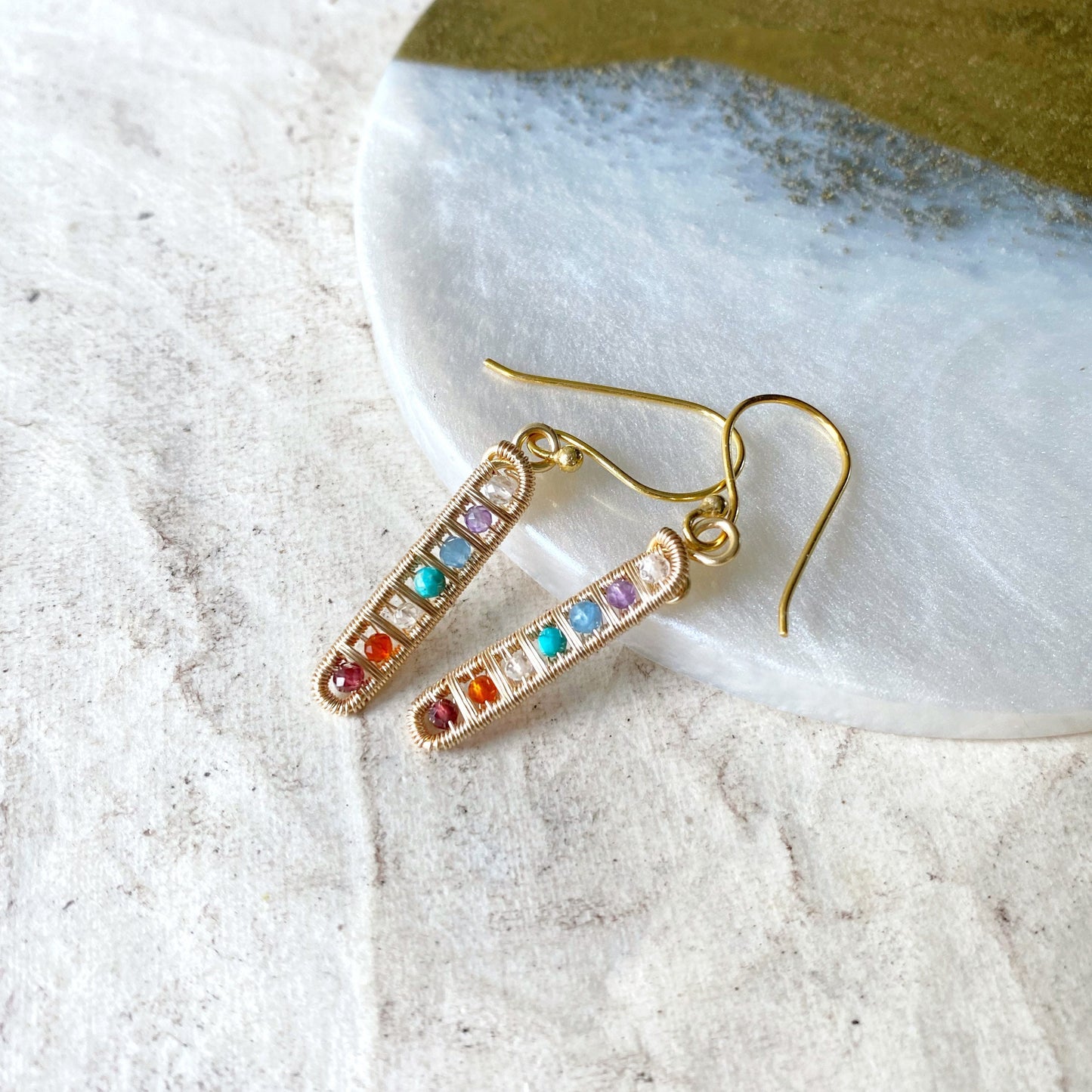 Chakra Ladder earrings in Gold