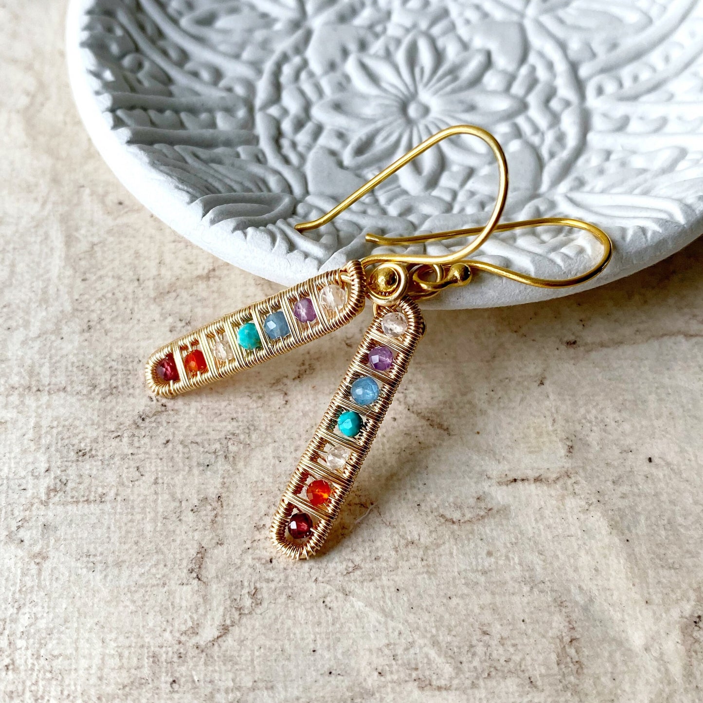 Chakra Ladder earrings in Gold