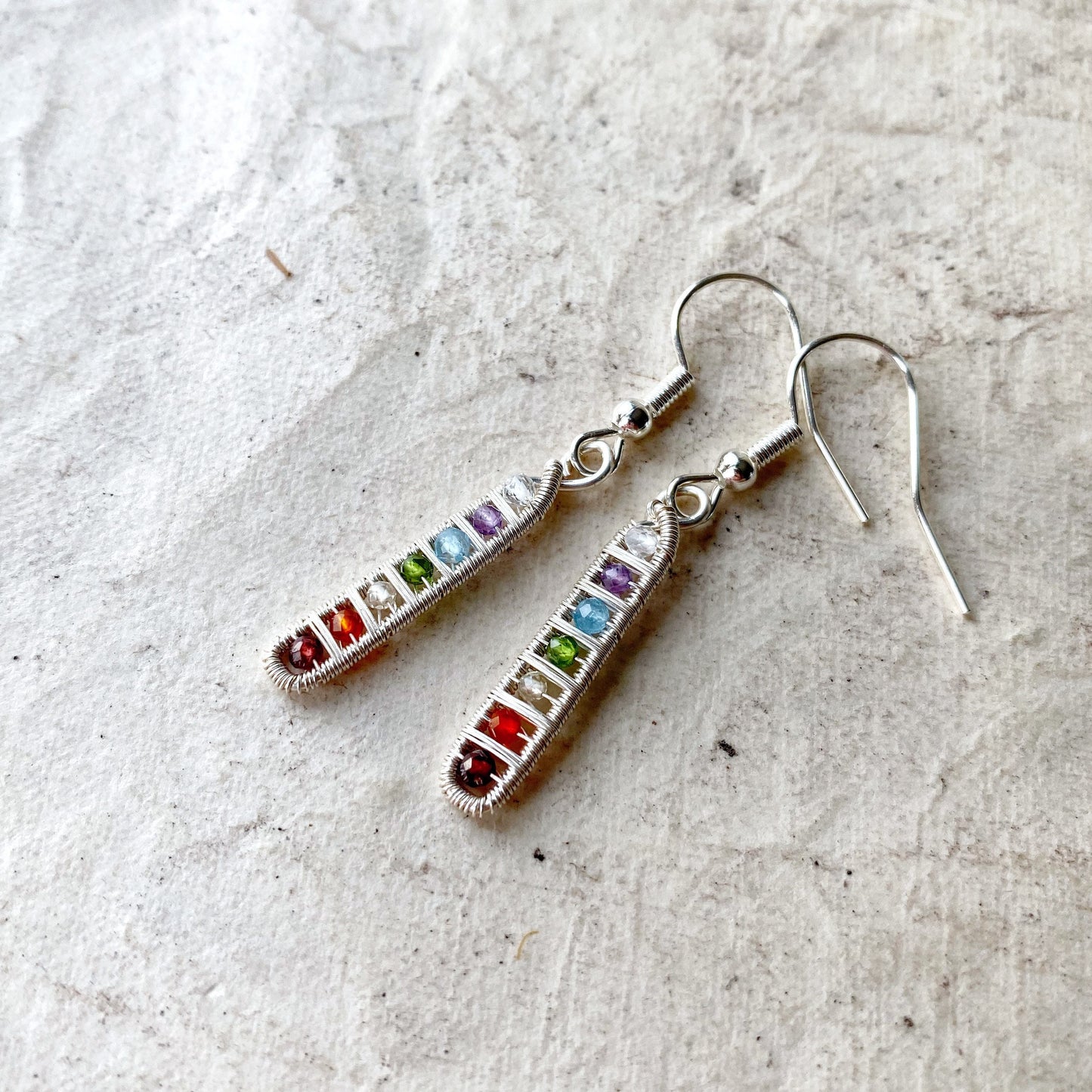 Ladder Chakra Earrings in Silver