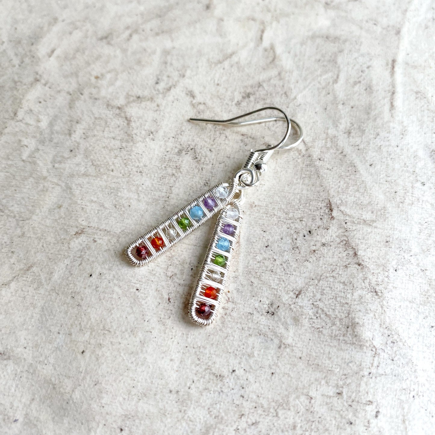 Ladder Chakra Earrings in Silver