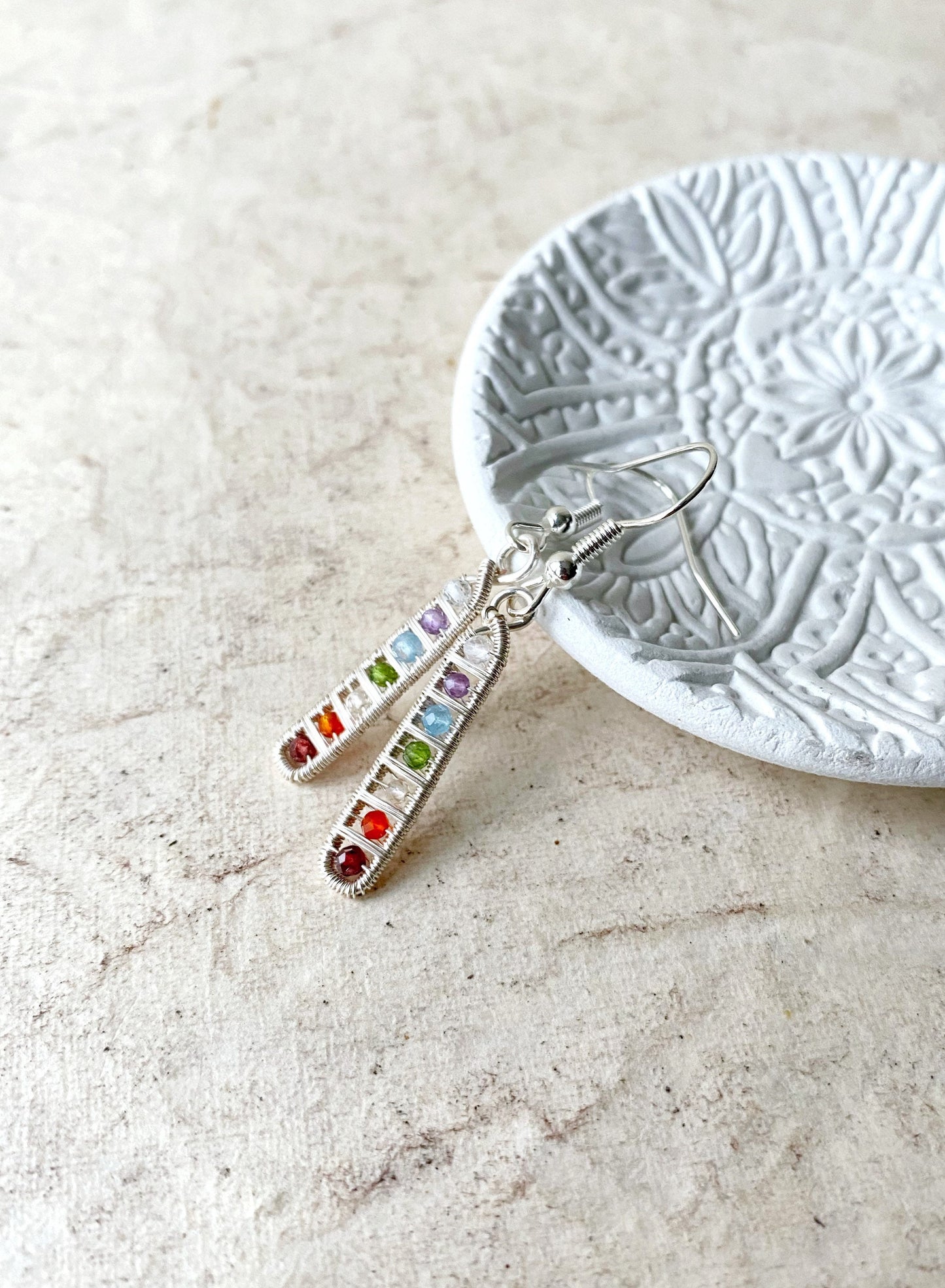 Ladder Chakra Earrings in Silver