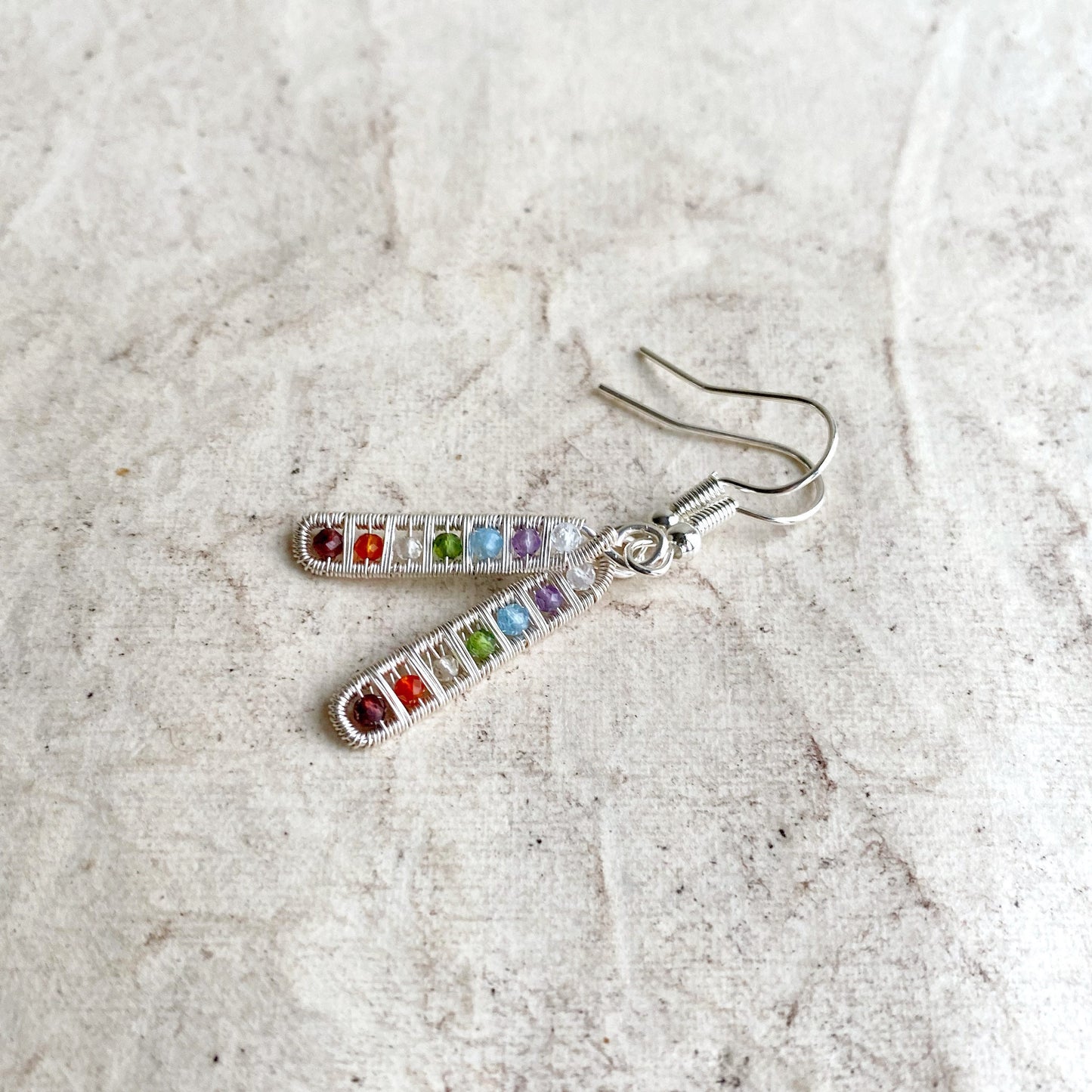 Ladder Chakra Earrings in Silver