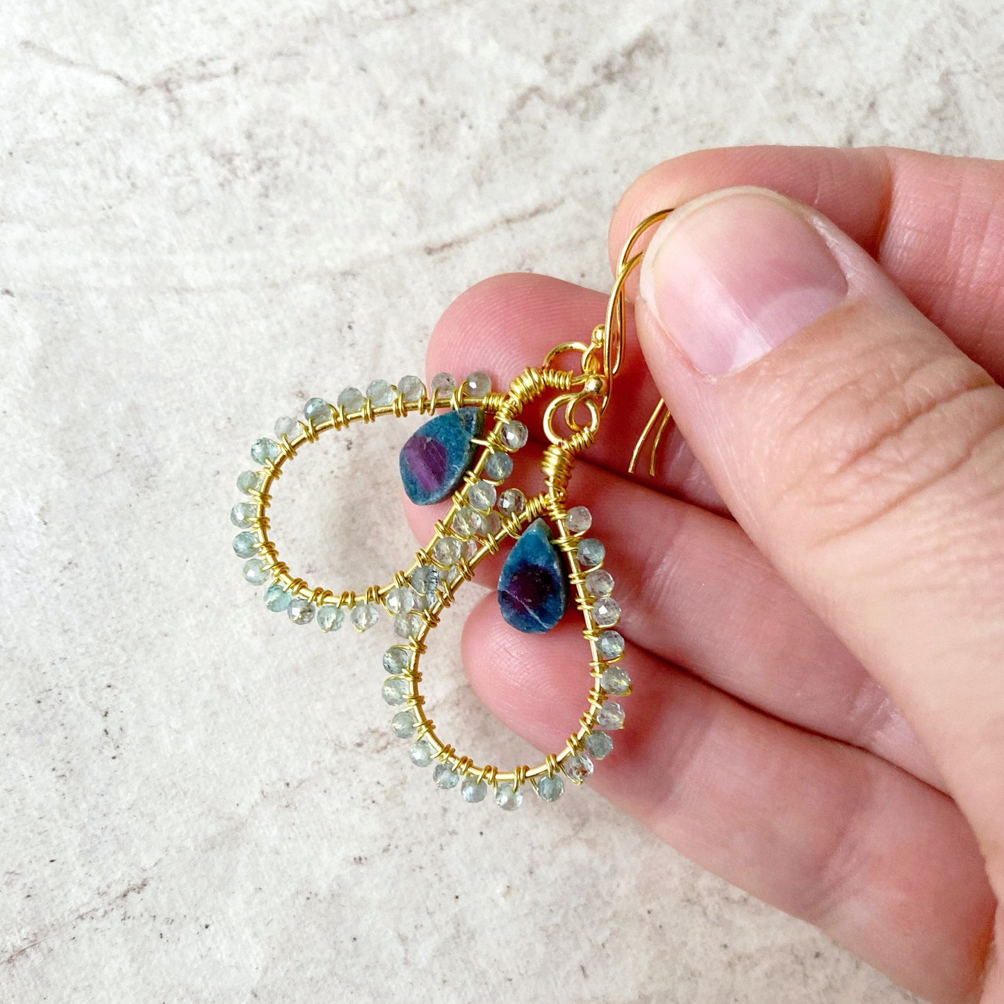 Ruby in Fuschite earrings
