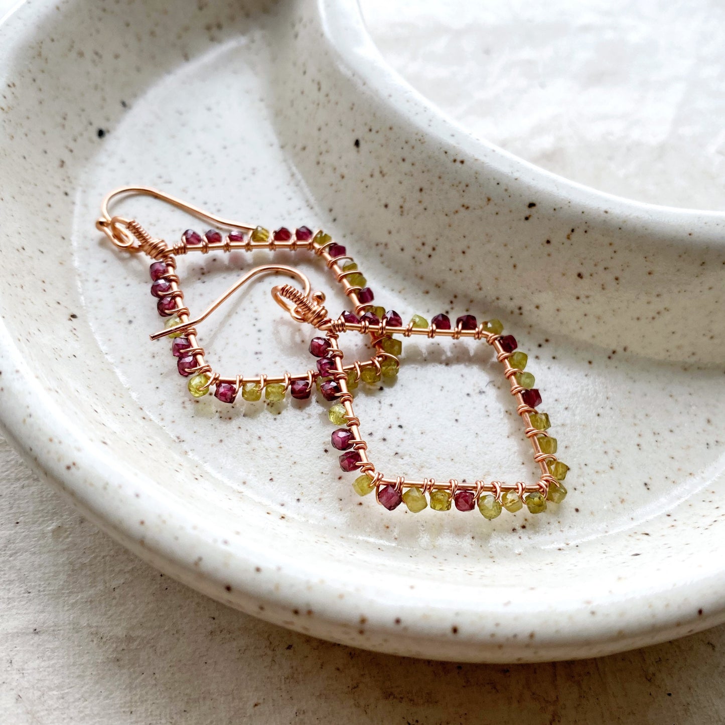 Garnet and Peridot Diamond Earrings