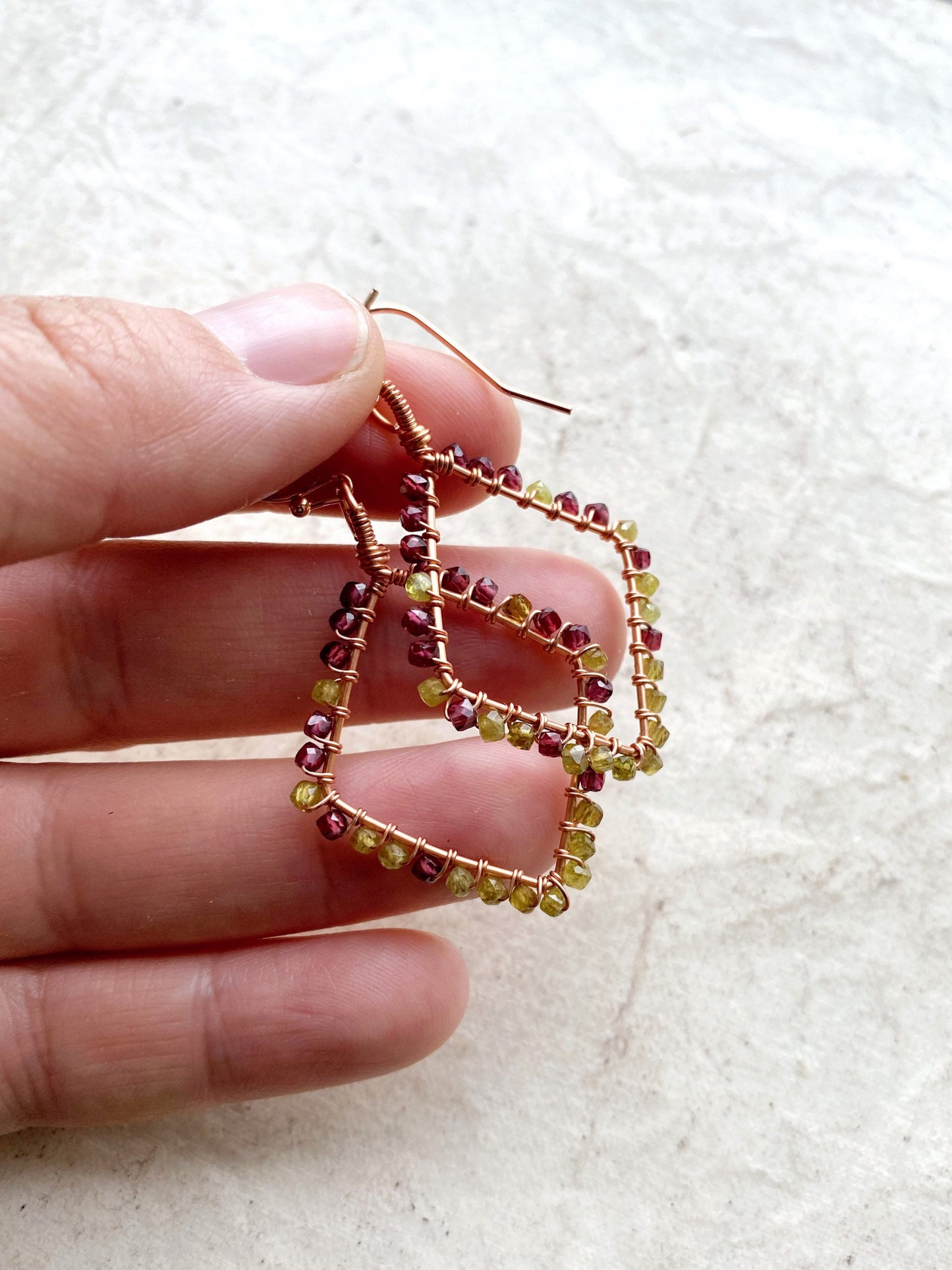 Garnet and Peridot Diamond Earrings