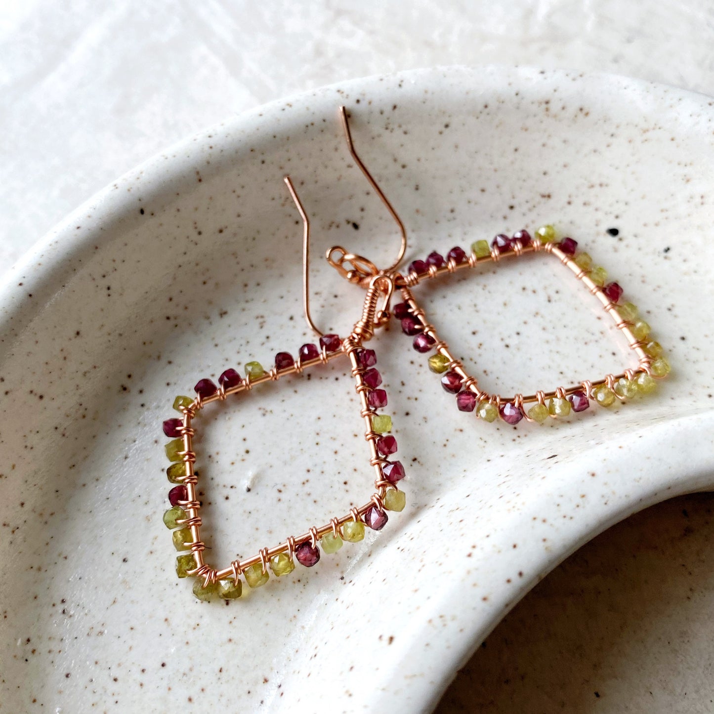 Garnet and Peridot Diamond Earrings
