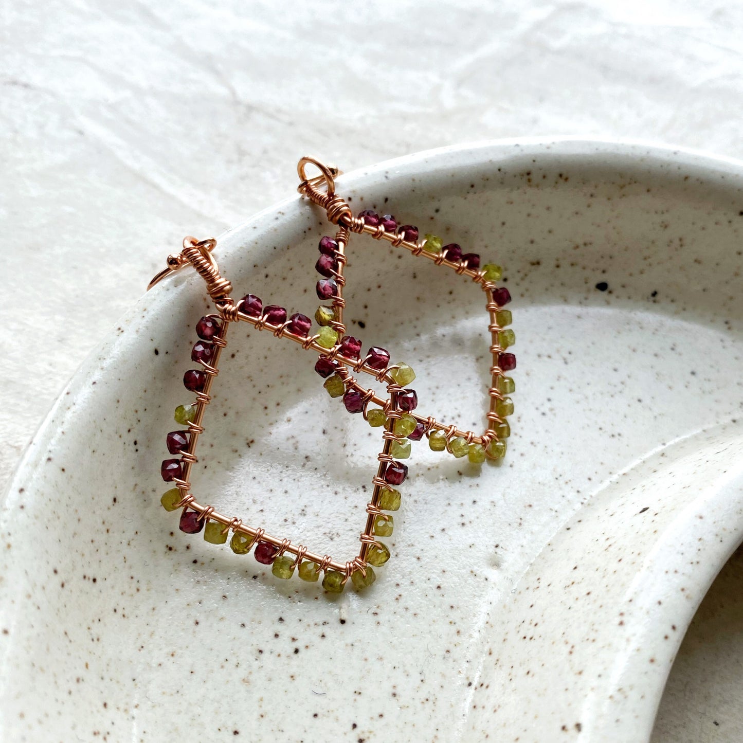 Garnet and Peridot Diamond Earrings