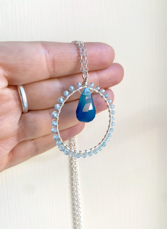 Sky Blue Apatite Crystal Circle Necklace