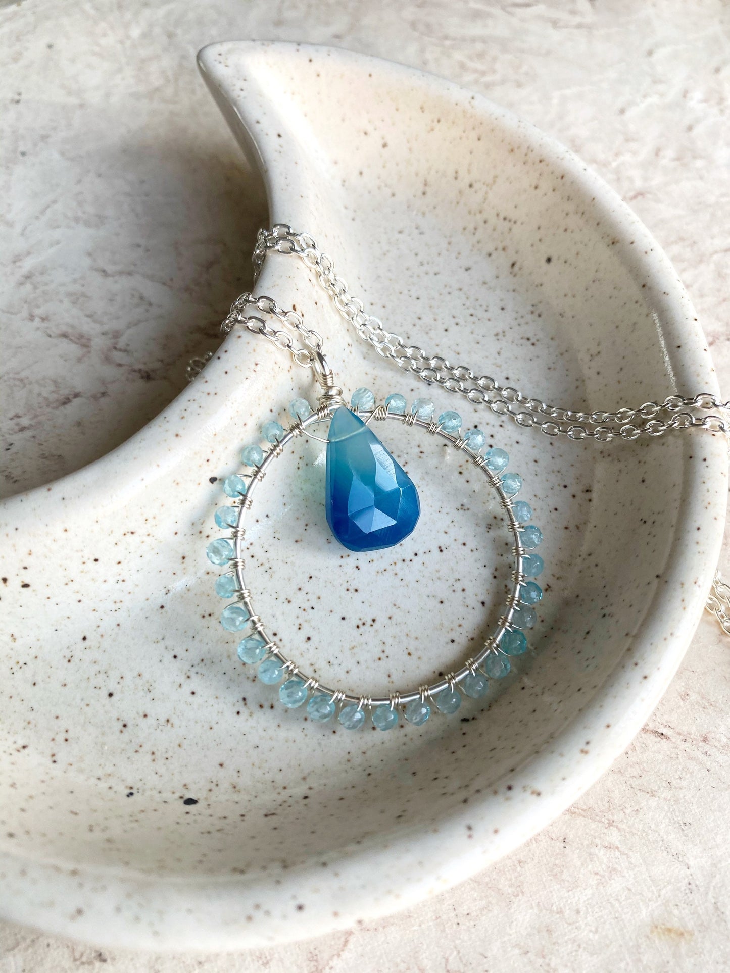 Sky Blue Apatite Crystal Circle Necklace