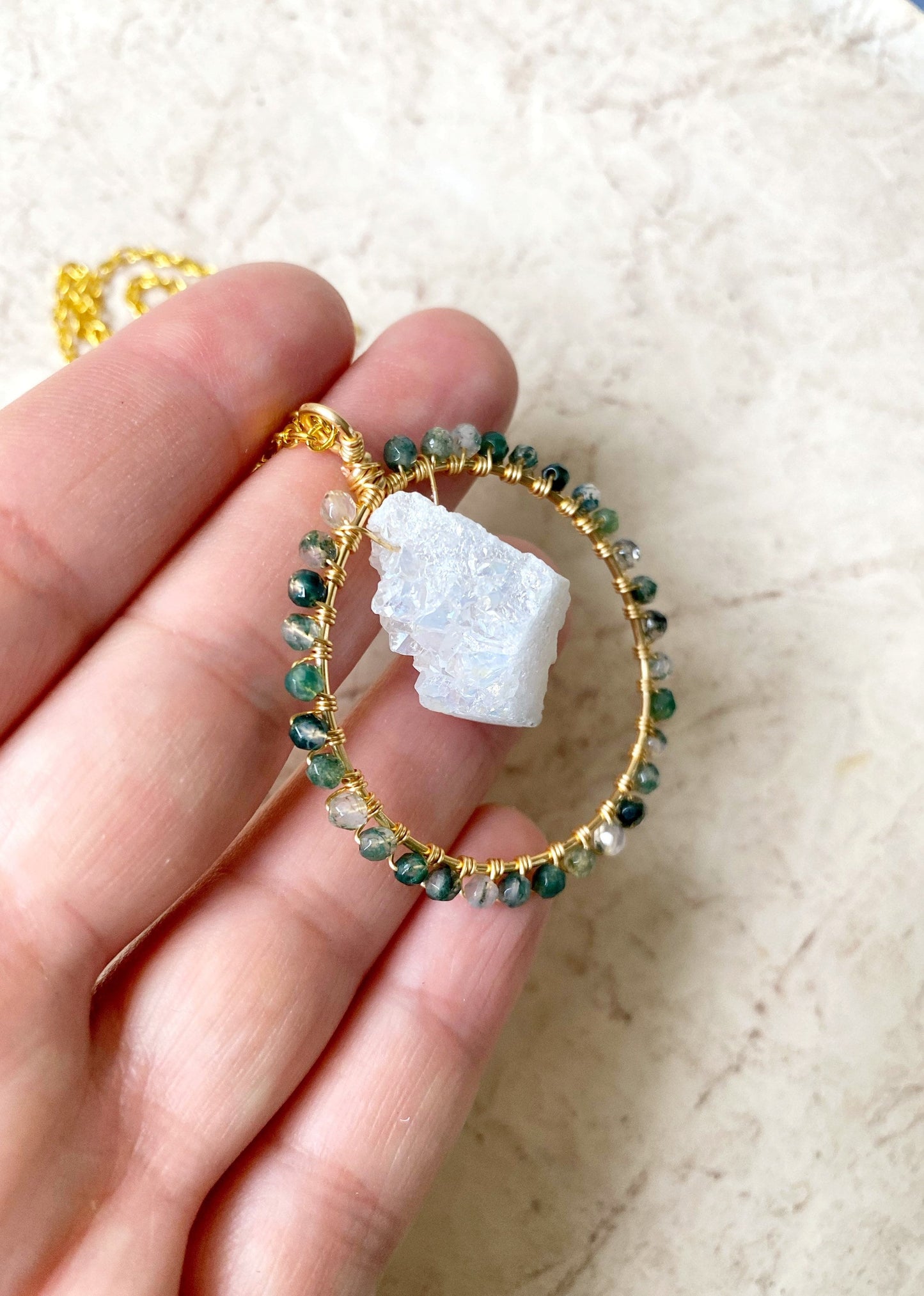 Aura Crystal Circle Necklace